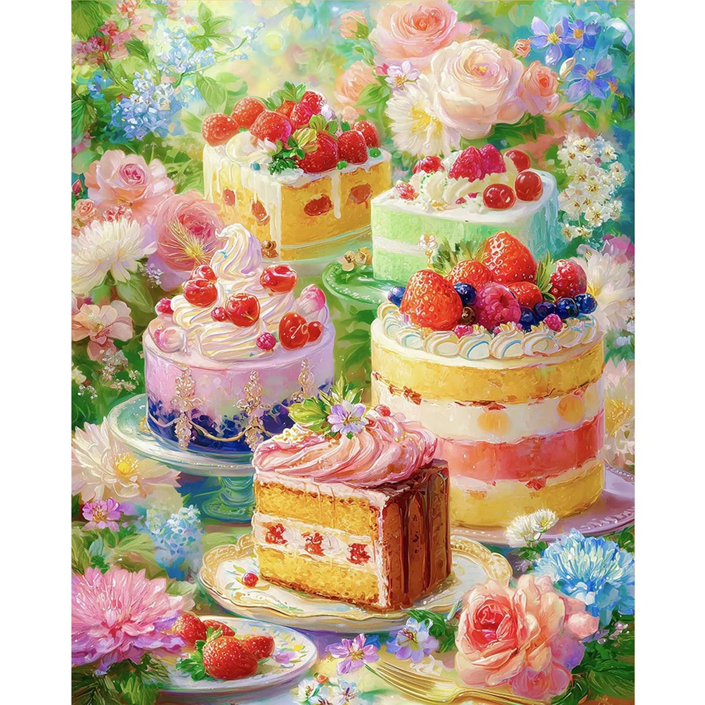 Cakes & Desserts - Full 11CT Stamped Cross Stitch 55x65CM - Mona Lisa