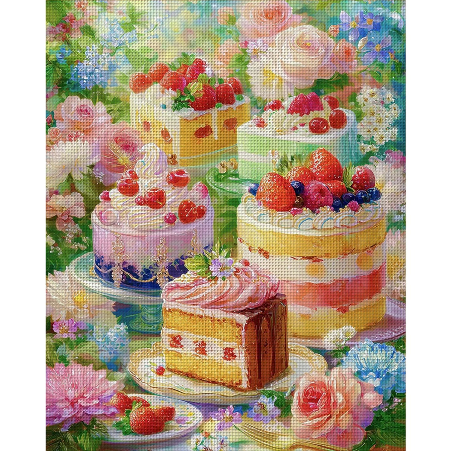 Cakes & Desserts - Full 11CT Stamped Cross Stitch 55x65CM - Mona Lisa