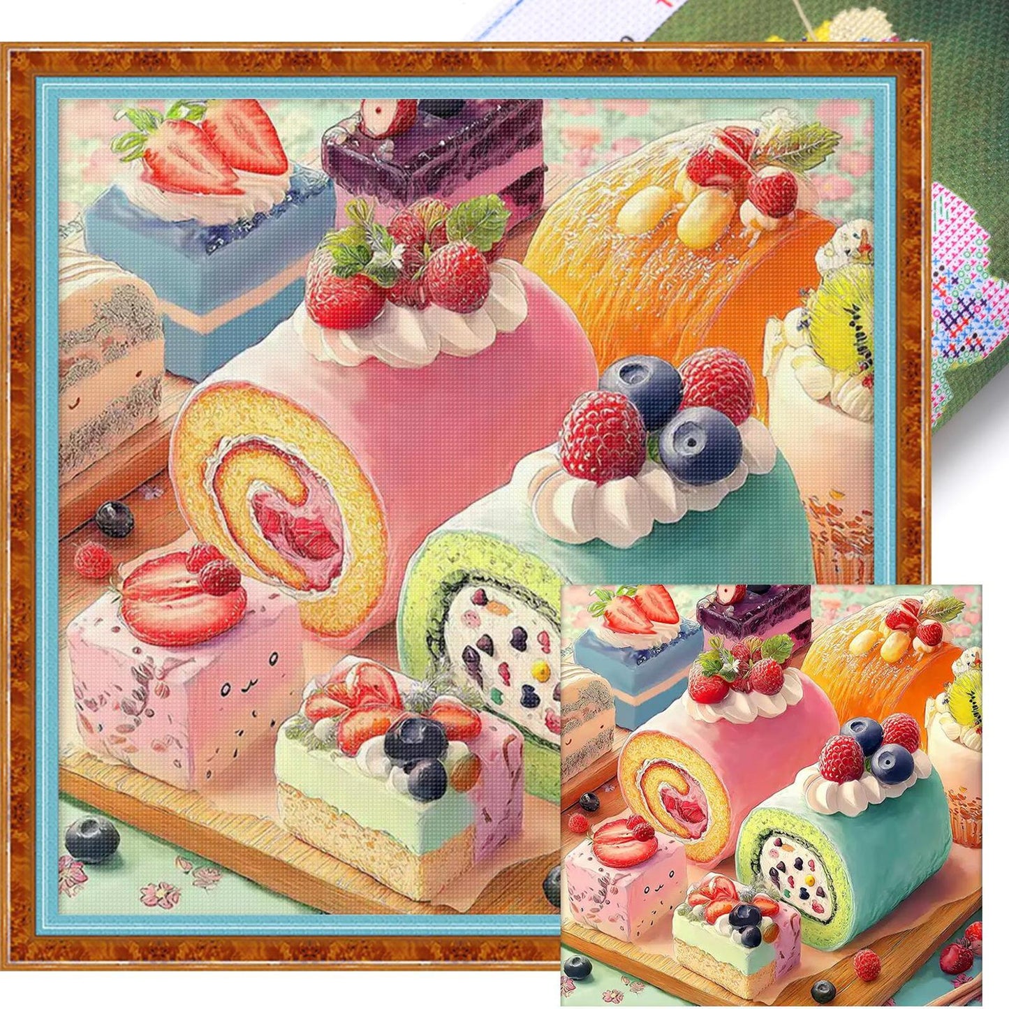 Fruit Dessert Journal - Full 11CT Stamped Cross Stitch 50x50CM - QiangHongXiu
