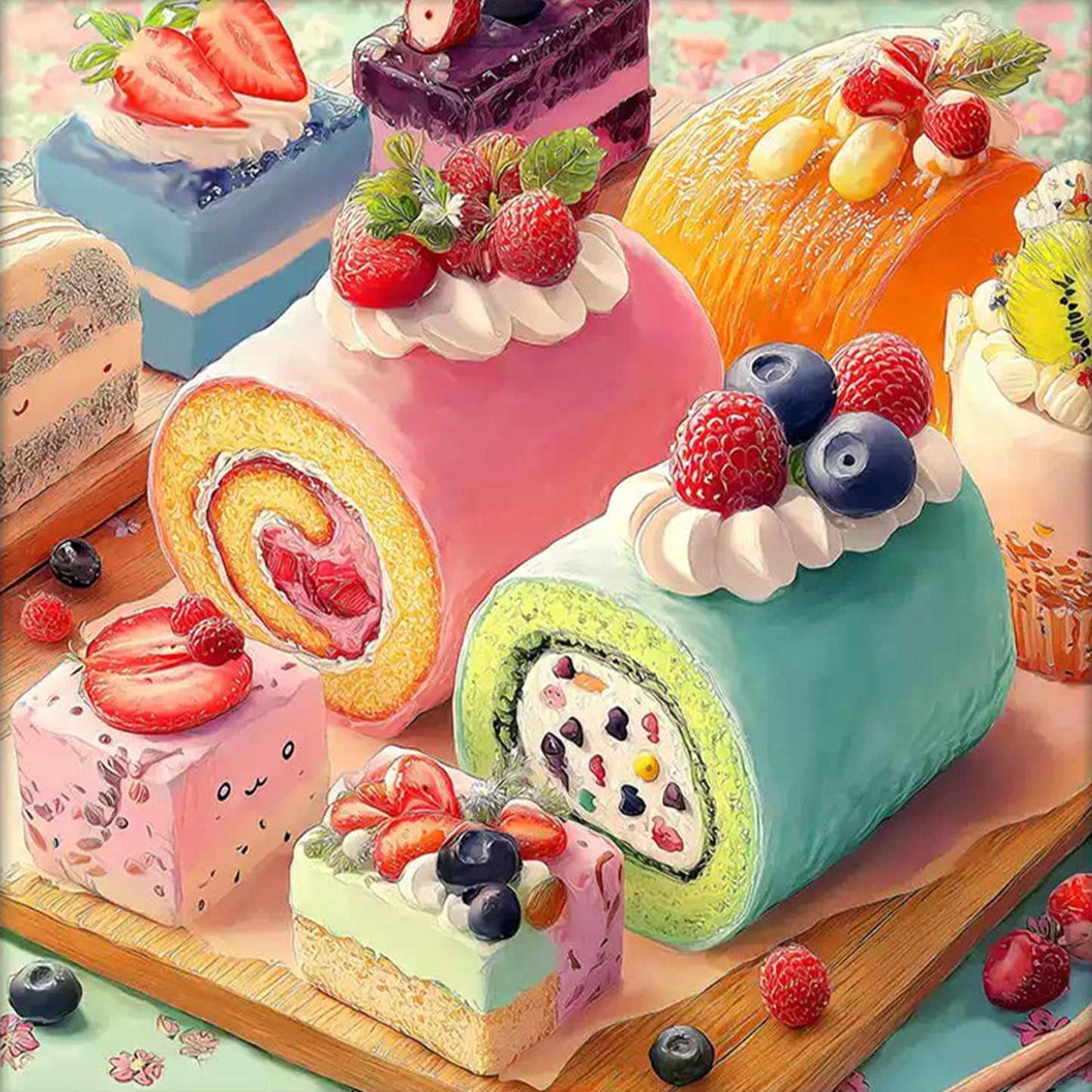 Fruit Dessert Journal - Full 11CT Stamped Cross Stitch 50x50CM - QiangHongXiu