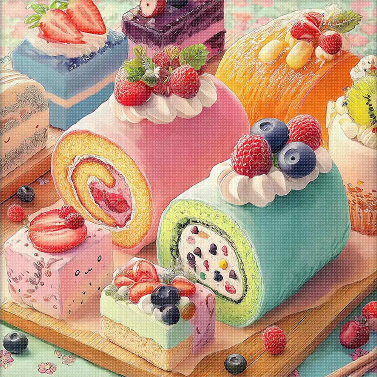 Fruit Dessert Journal - Full 11CT Stamped Cross Stitch 50x50CM - QiangHongXiu
