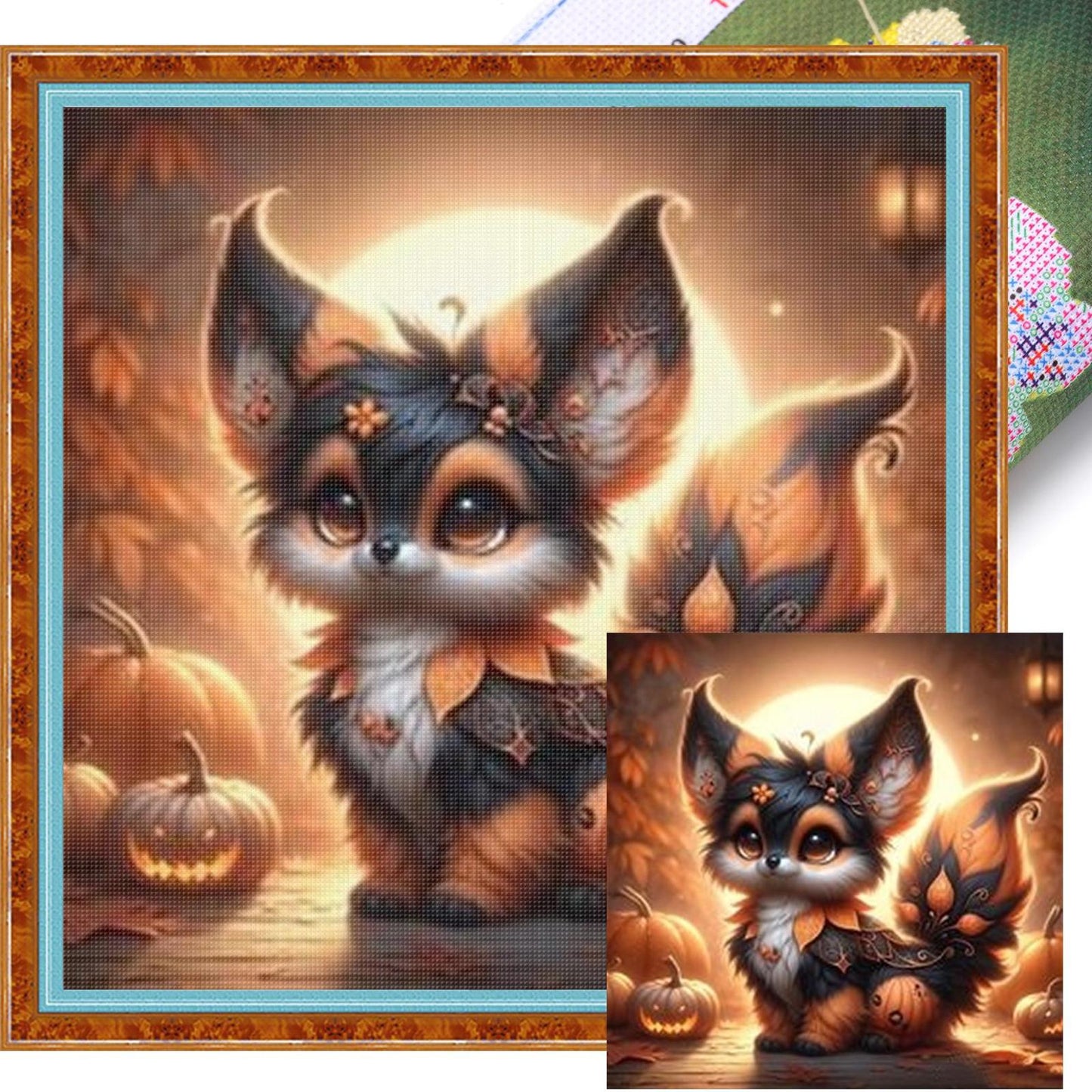 Fox And Pumpkin - Full 11CT Stamped Cross Stitch 50x50CM - Yishu