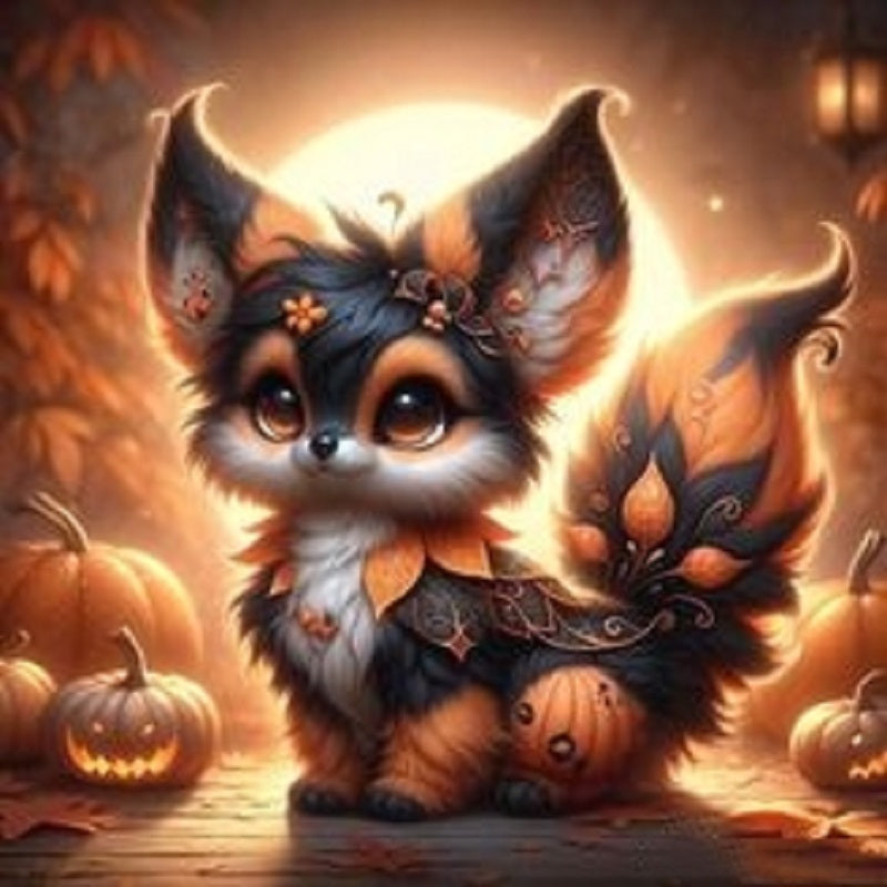 Fox And Pumpkin - Full 11CT Stamped Cross Stitch 50x50CM - Yishu