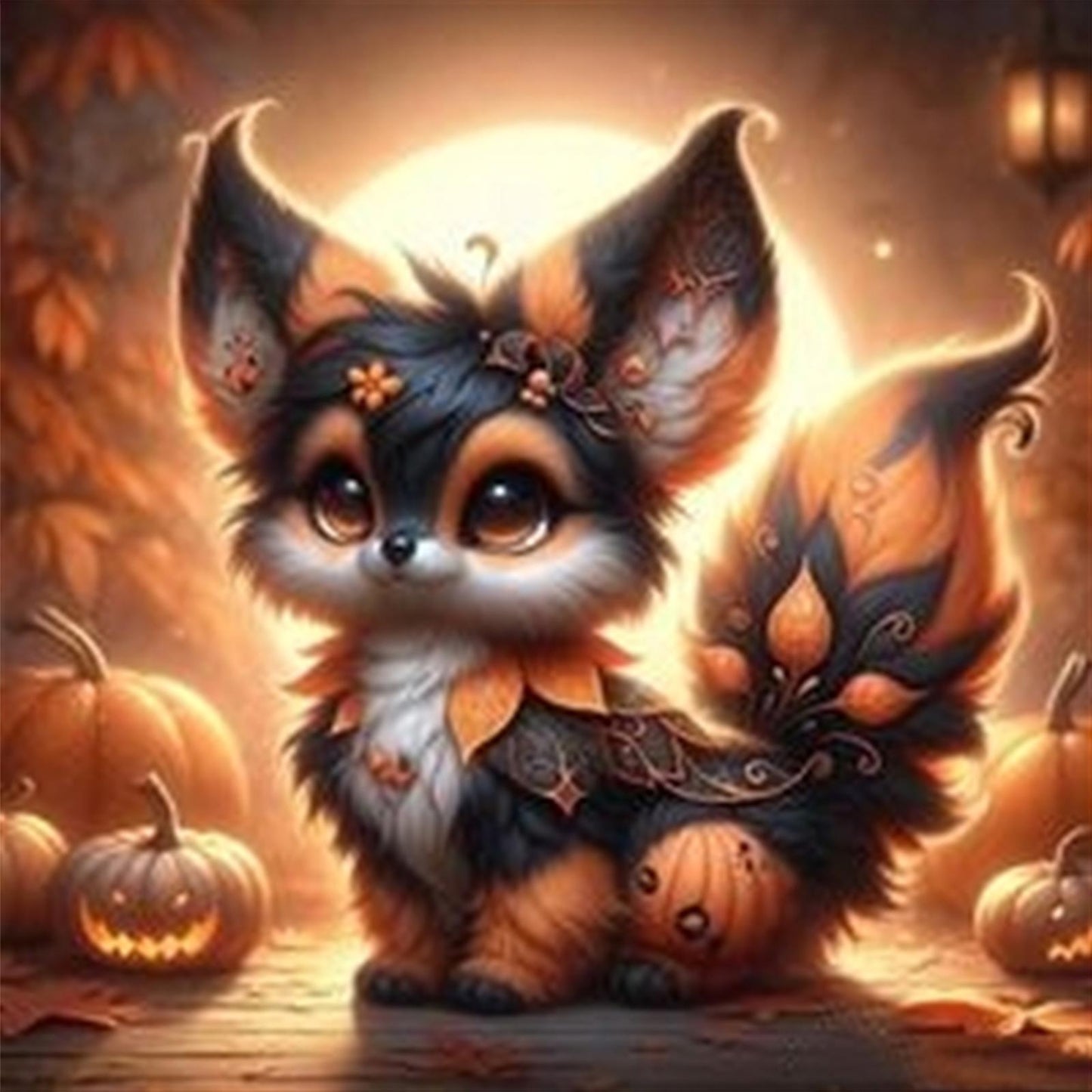 Fox And Pumpkin - Full 11CT Stamped Cross Stitch 50x50CM - Yishu