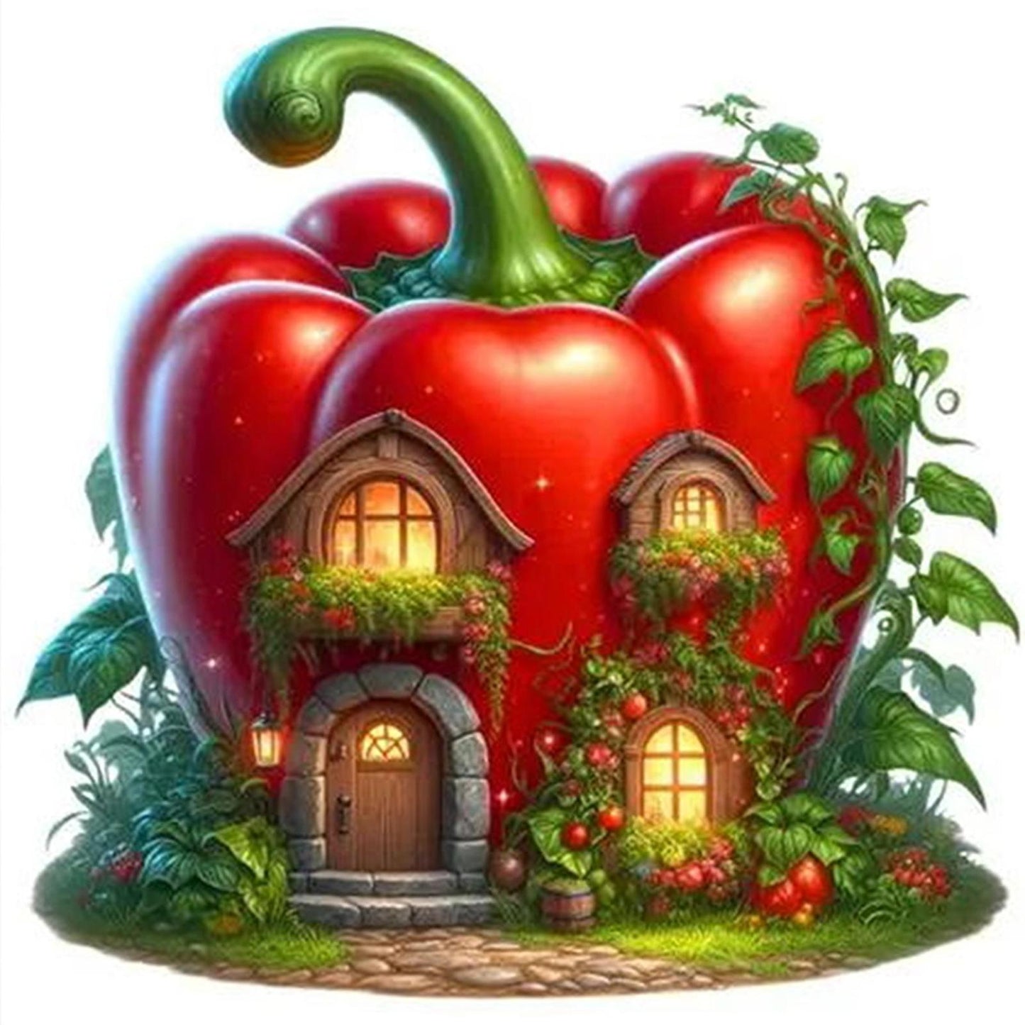 Chili House - Full 11CT Stamped Cross Stitch 40x40CM - Diy