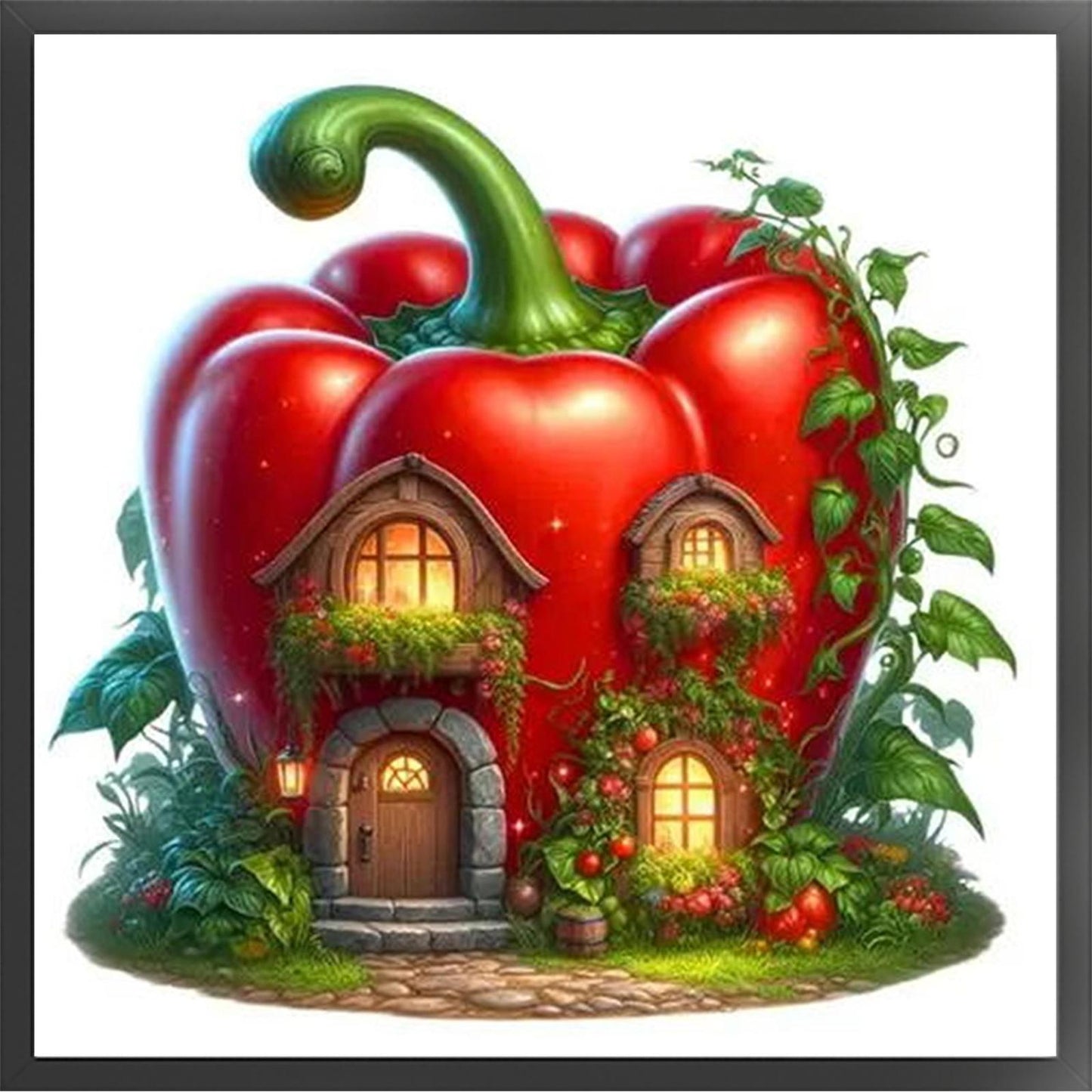 Chili House - Full 11CT Stamped Cross Stitch 40x40CM - Diy
