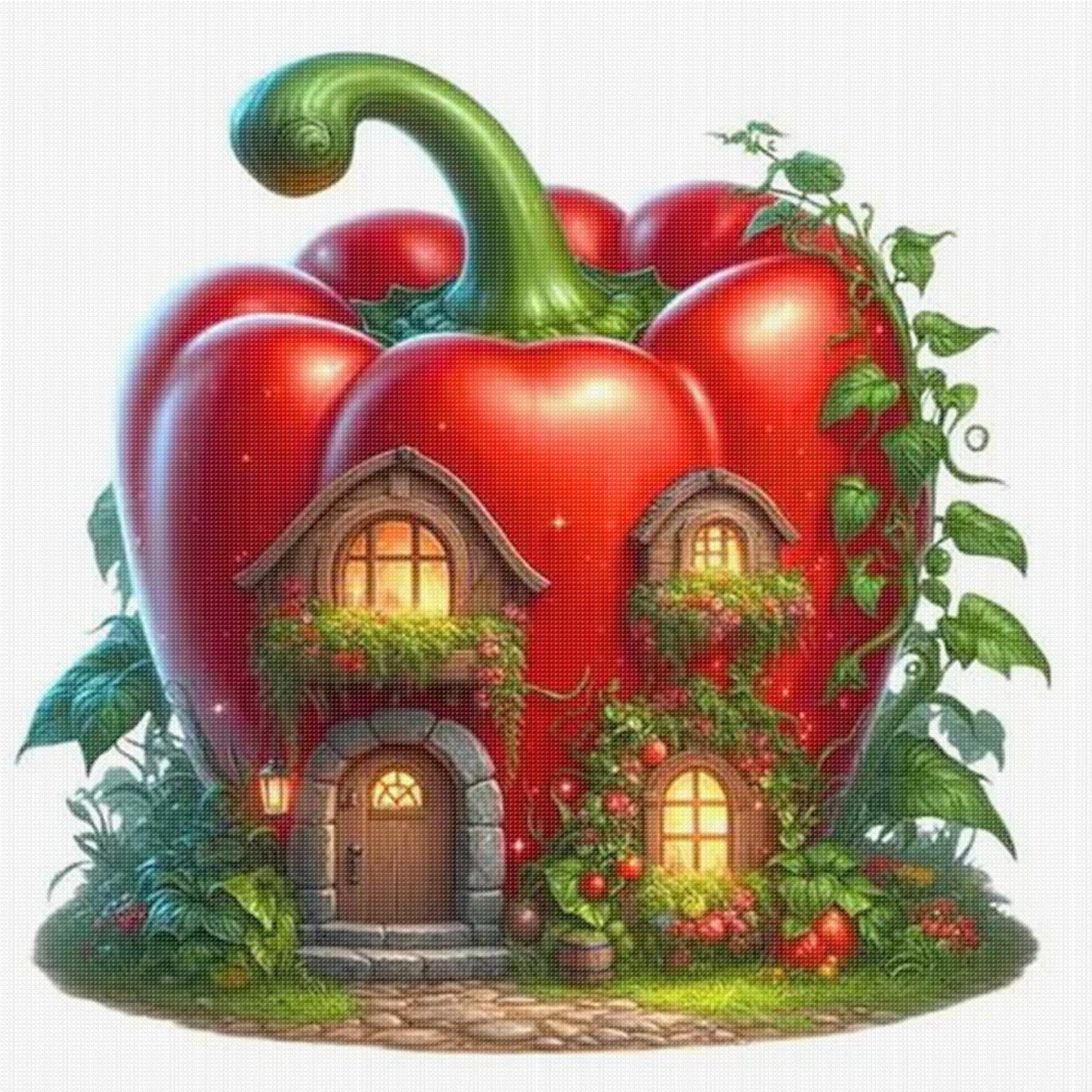 Chili House - Full 11CT Stamped Cross Stitch 40x40CM - Diy