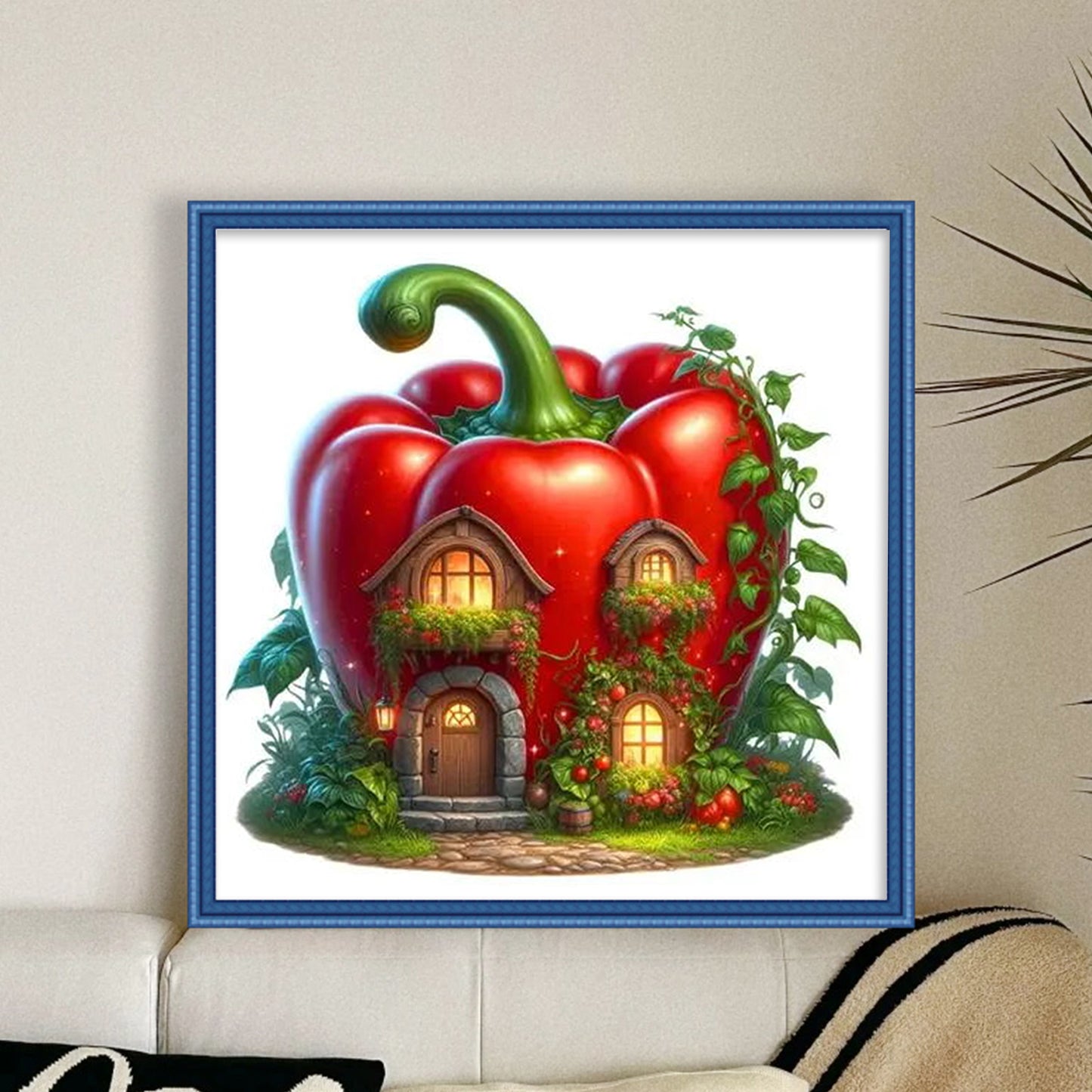 Chili House - Full 11CT Stamped Cross Stitch 40x40CM - Diy