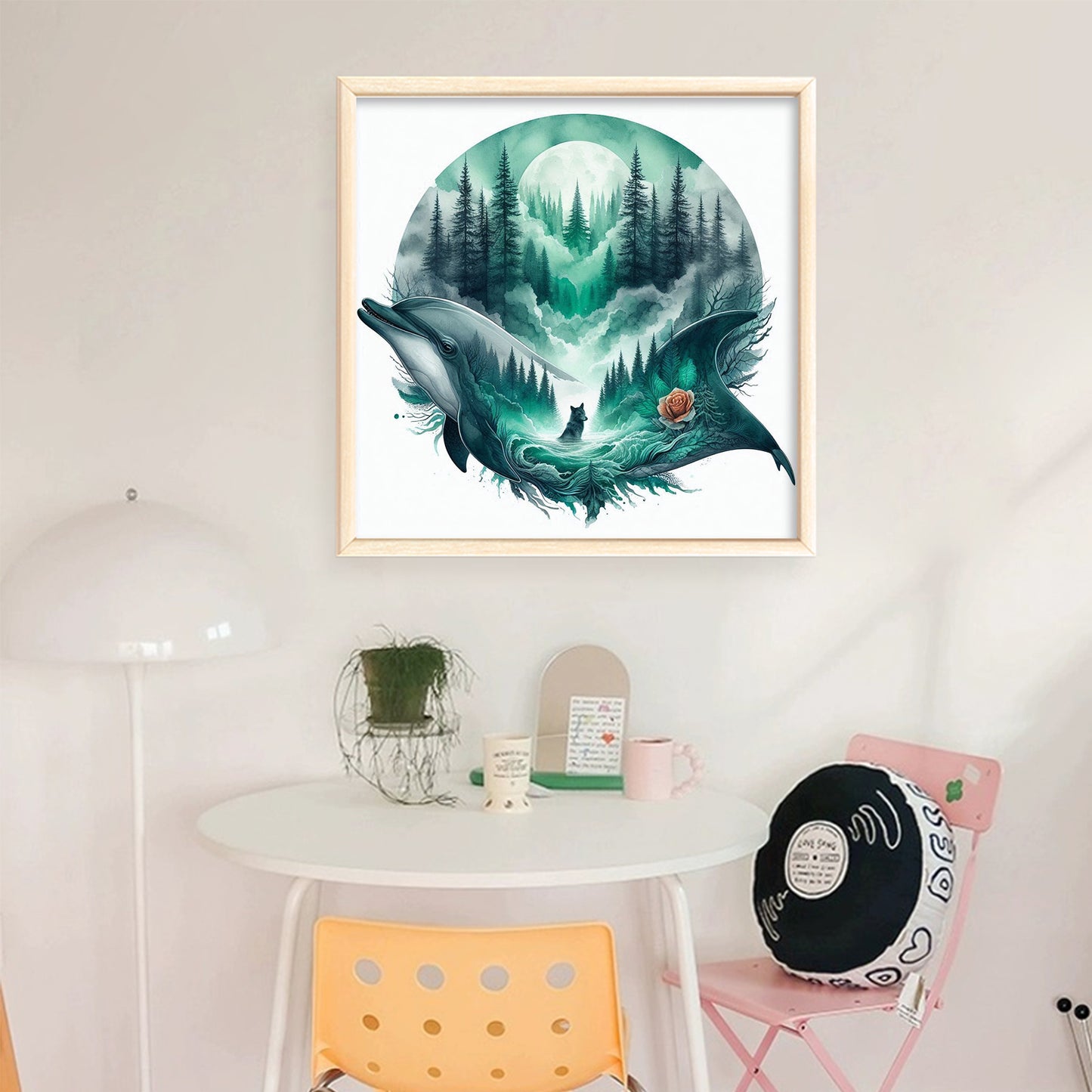Dolphin - Full 11CT Stamped Cross Stitch 40x40CM - Huacan