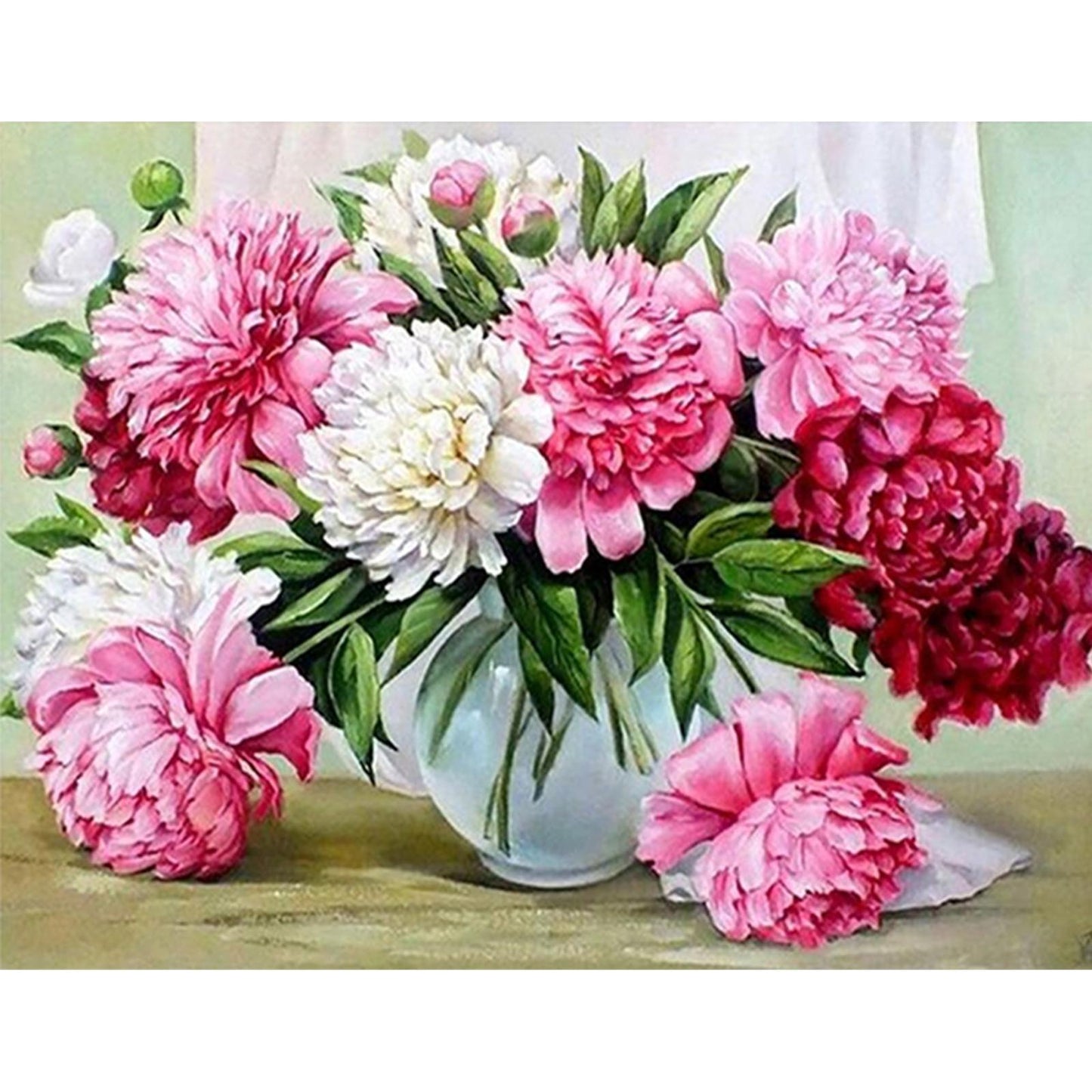 Peony Vase - Full 14CT Stamped Cross Stitch 50x40CM - Huacan