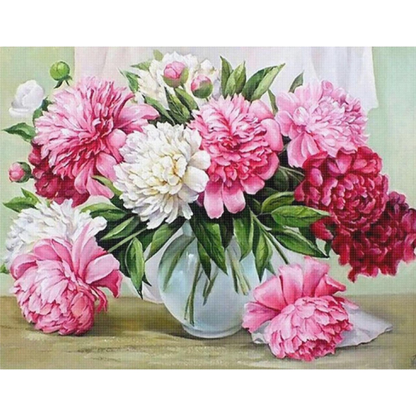 Peony Vase - Full 14CT Stamped Cross Stitch 50x40CM - Huacan