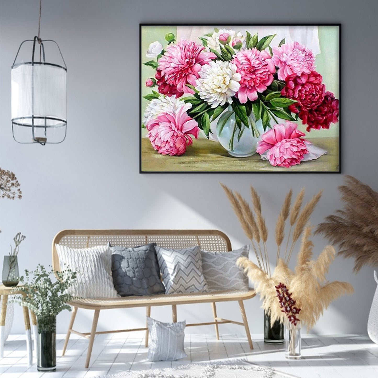 Peony Vase - Full 14CT Stamped Cross Stitch 50x40CM - Huacan