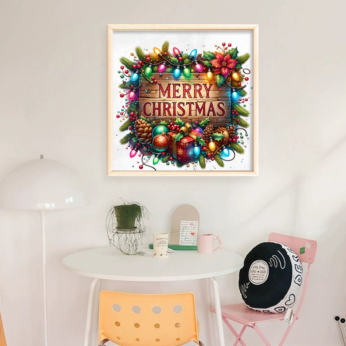 Christmas Wooden Plaque - Full 11CT Stamped Cross Stitch 50x50CM - Huacan