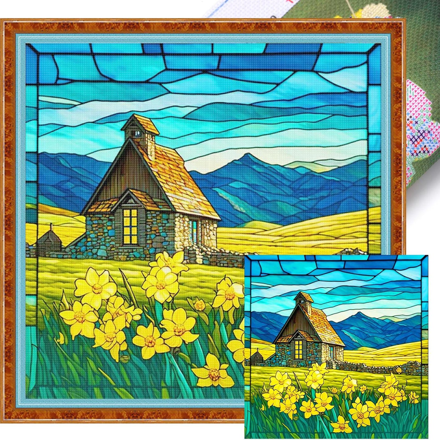Flower Field - Full 11CT Stamped Cross Stitch 50x50CM - Huacan