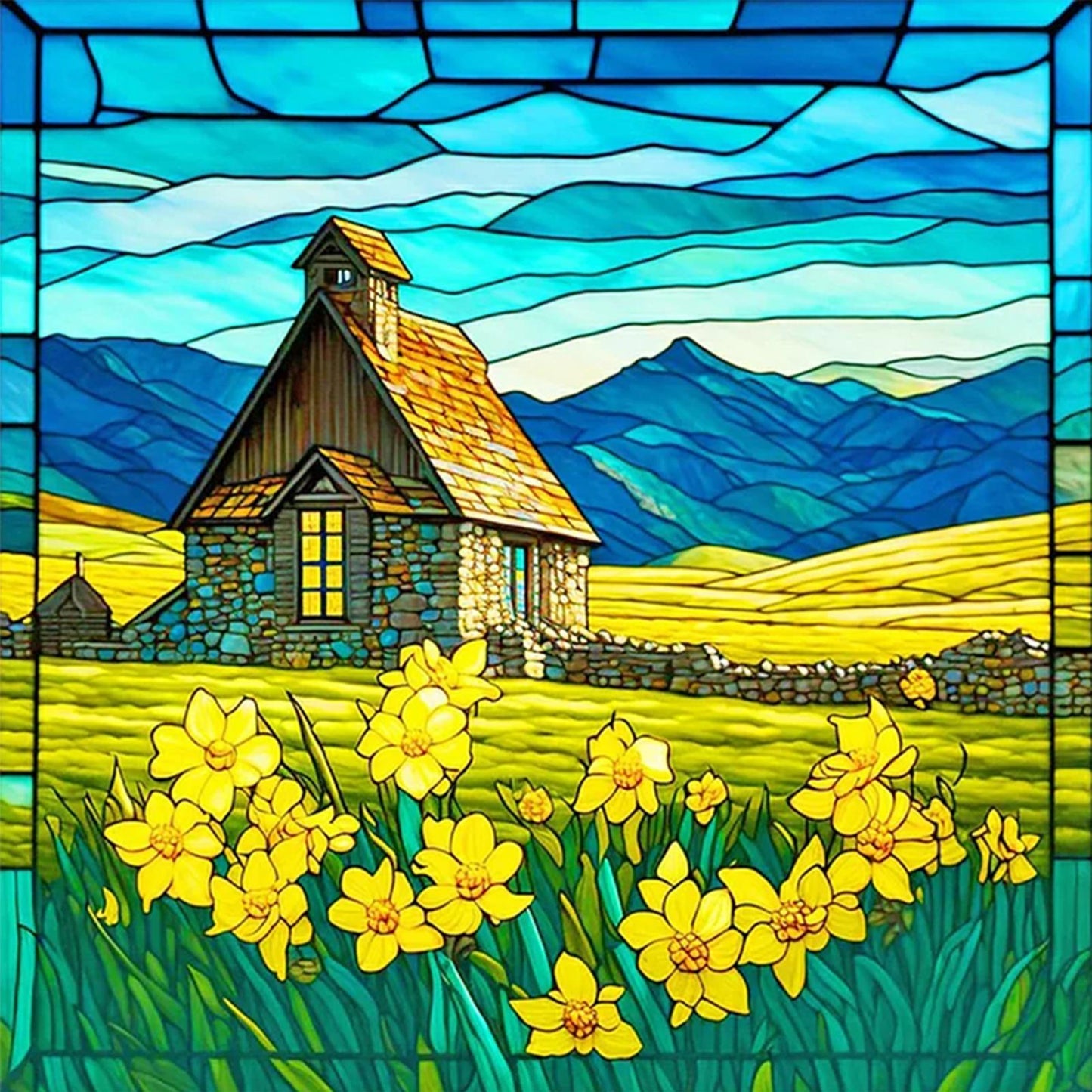 Flower Field - Full 11CT Stamped Cross Stitch 50x50CM - Huacan