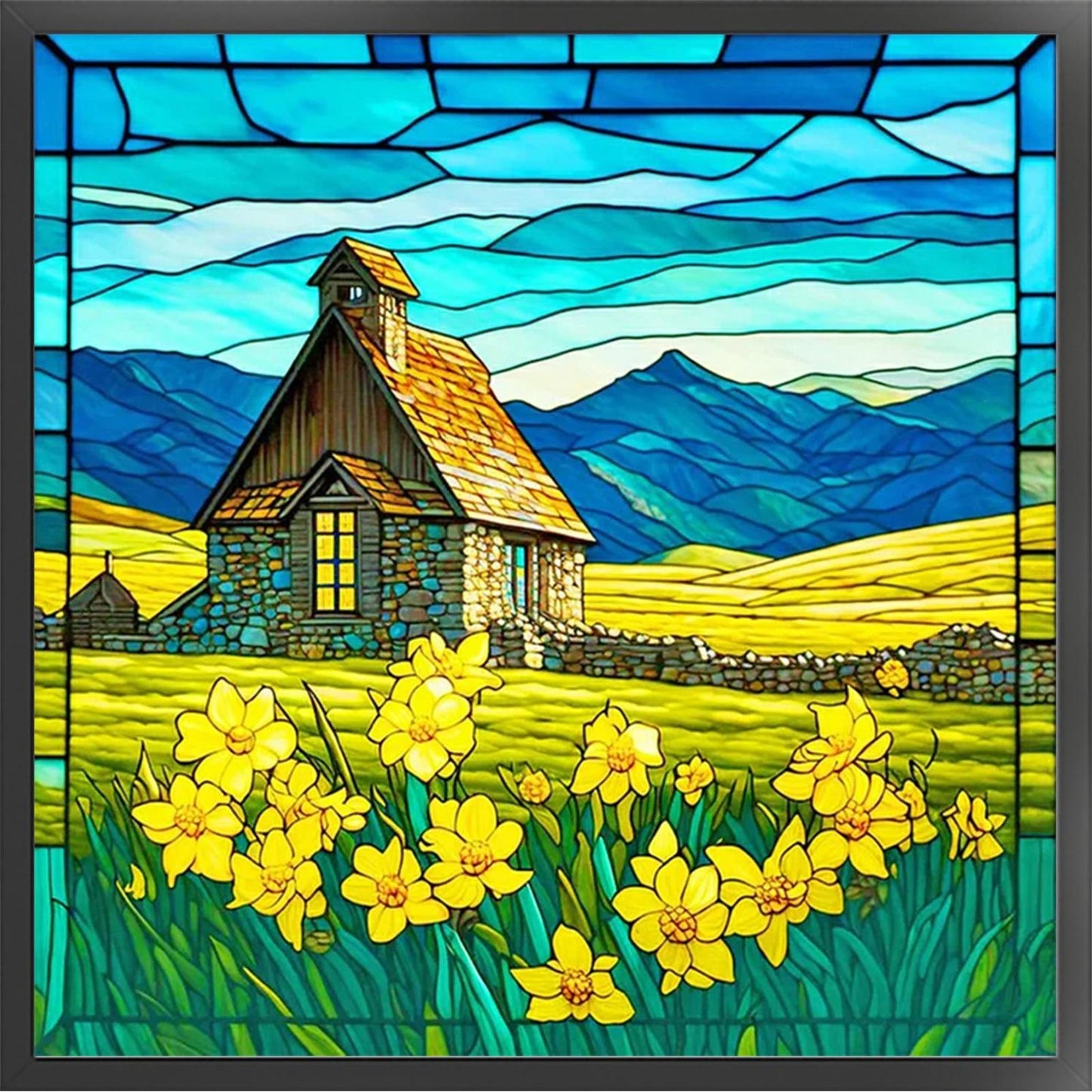Flower Field - Full 11CT Stamped Cross Stitch 50x50CM - Huacan