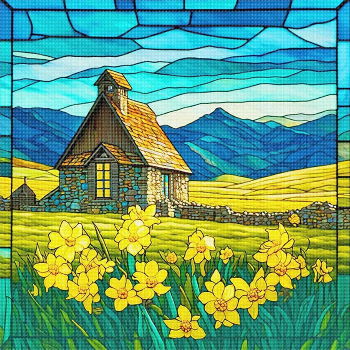 Flower Field - Full 11CT Stamped Cross Stitch 50x50CM - Huacan