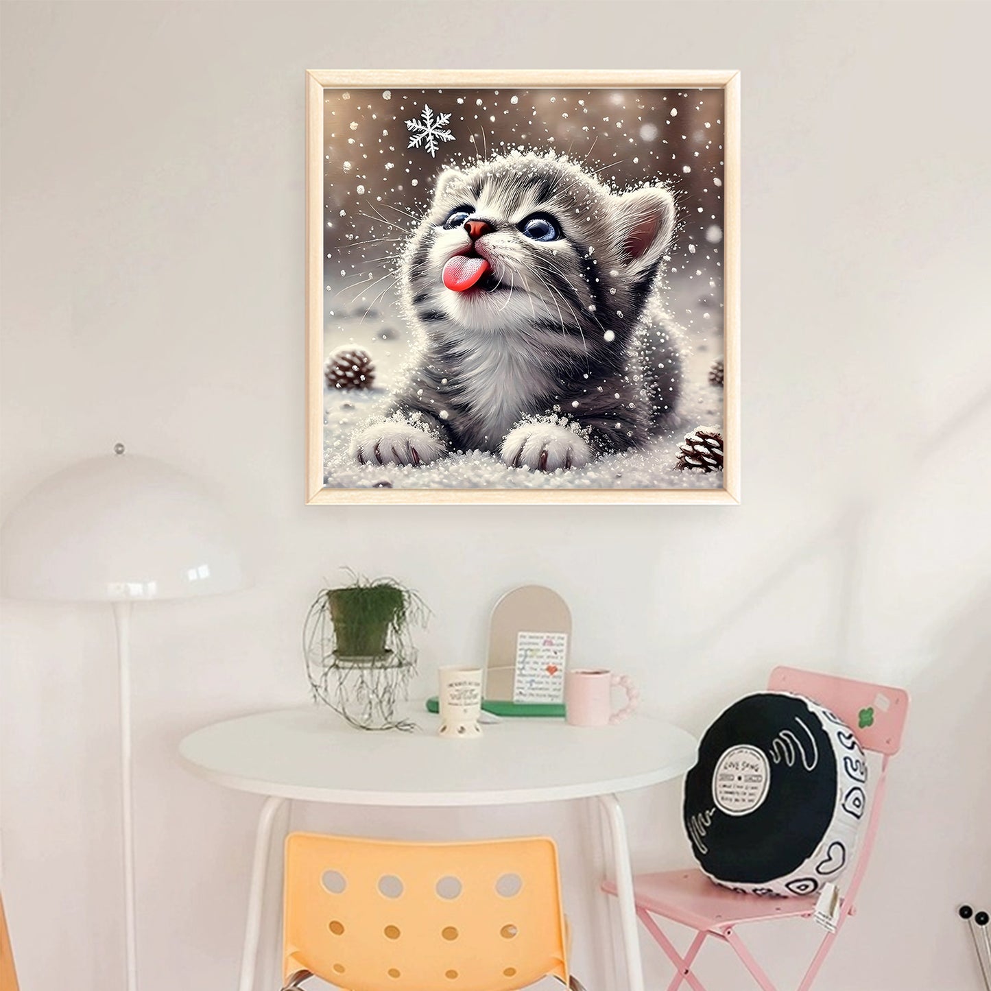 Winter Cat - Full 11CT Stamped Cross Stitch 40x40CM - Huacan