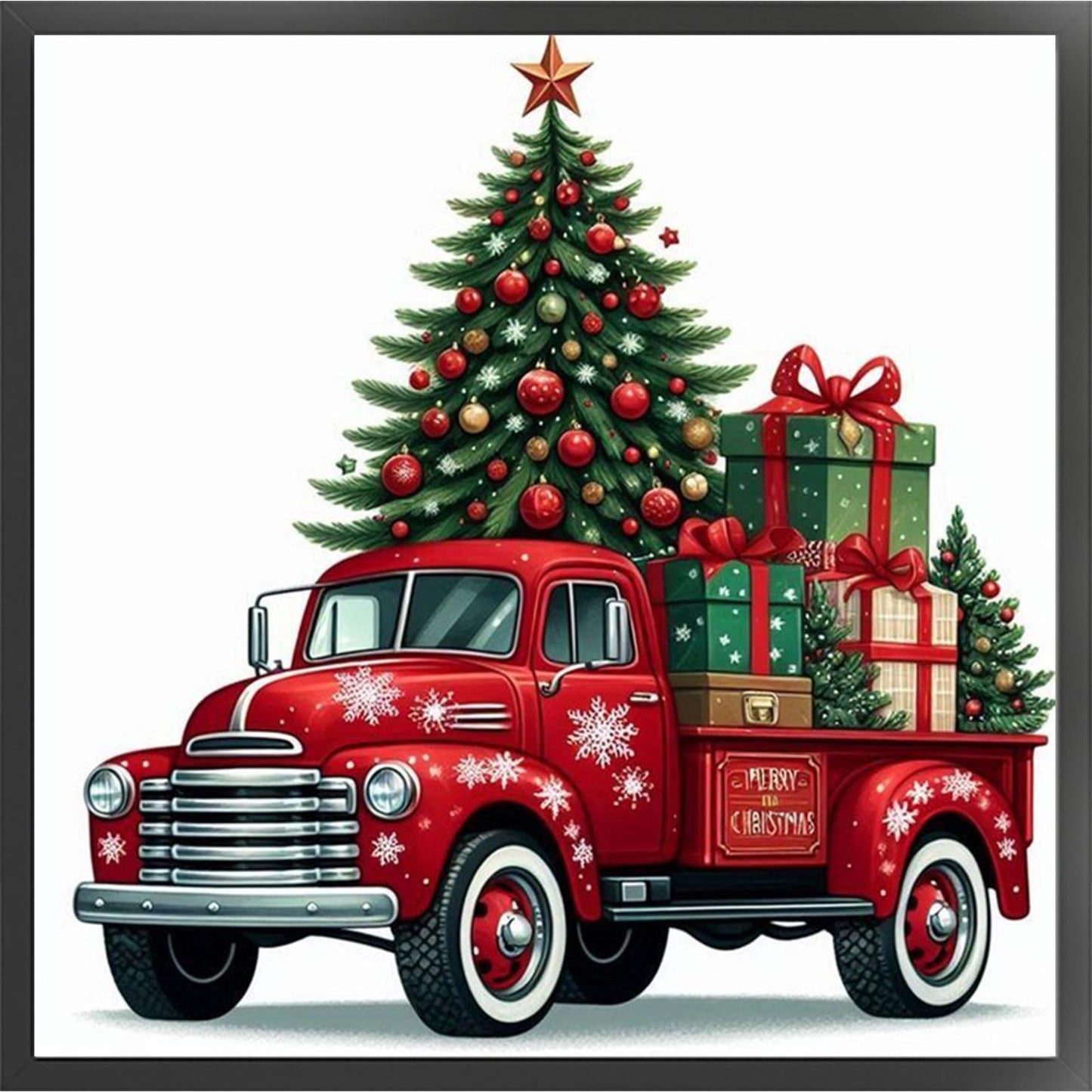 Christmas Tree Truck - Full 11CT Counted Cross Stitch 40x40CM - Yishu