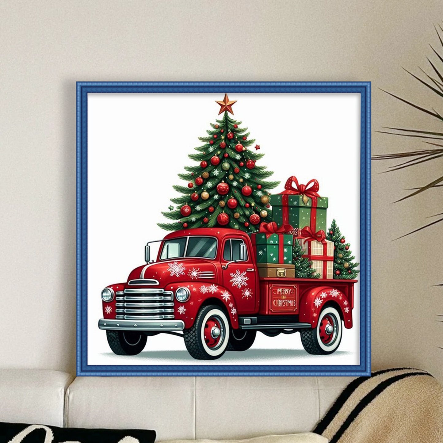 Christmas Tree Truck - Full 11CT Counted Cross Stitch 40x40CM - Yishu