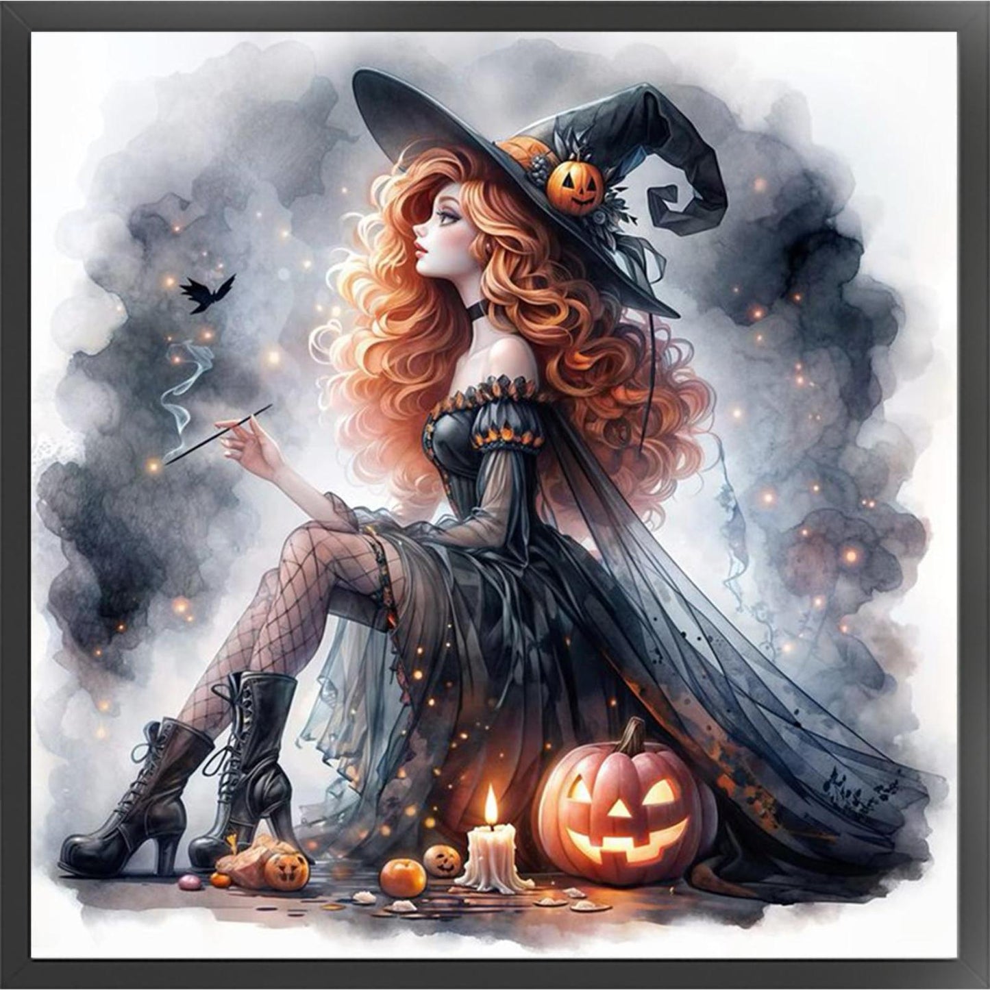 Halloween Princess Witch - Full 11CT Counted Cross Stitch 40x40CM - Yishu