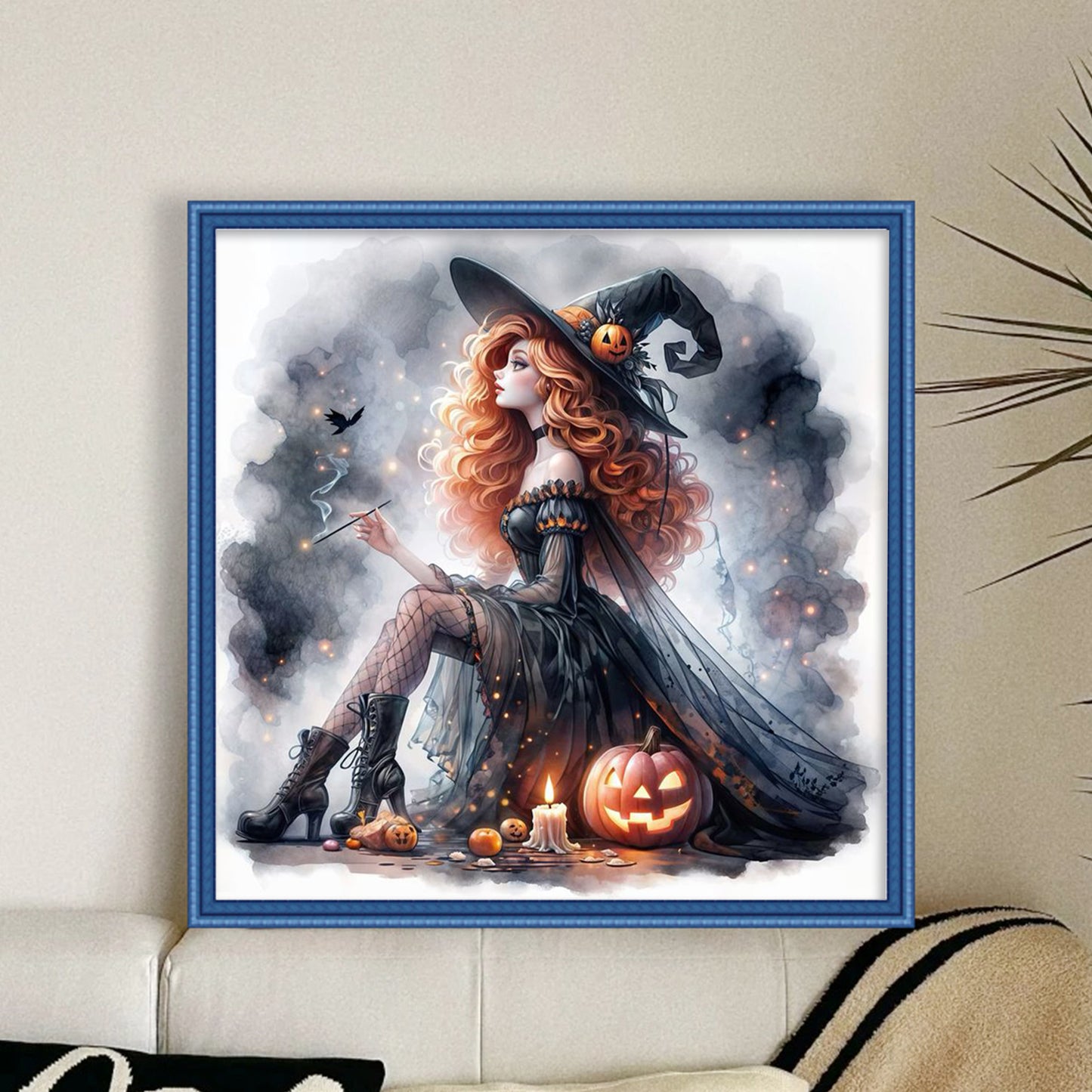 Halloween Princess Witch - Full 11CT Counted Cross Stitch 40x40CM - Yishu