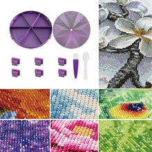 Load image into Gallery viewer, Beads Sorting Storage Tray Round Diamond Painting Tools with Lid (Black Purple)
