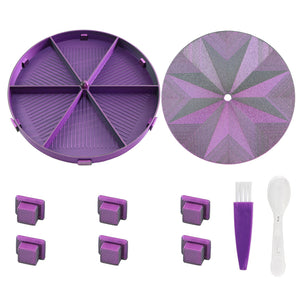 Beads Sorting Storage Tray Round Diamond Painting Tools with Lid (Black Purple)