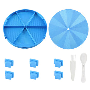 Beads Sorting Storage Tray Round Diamond Painting Tools with Lid (Blue)