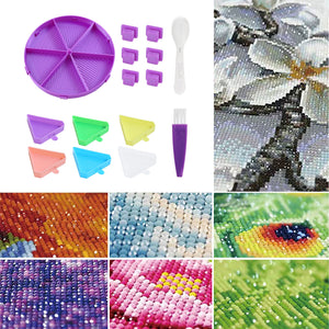 Beads Sorting Storage Tray Round Diamond Painting Tools with Dish (Purple)