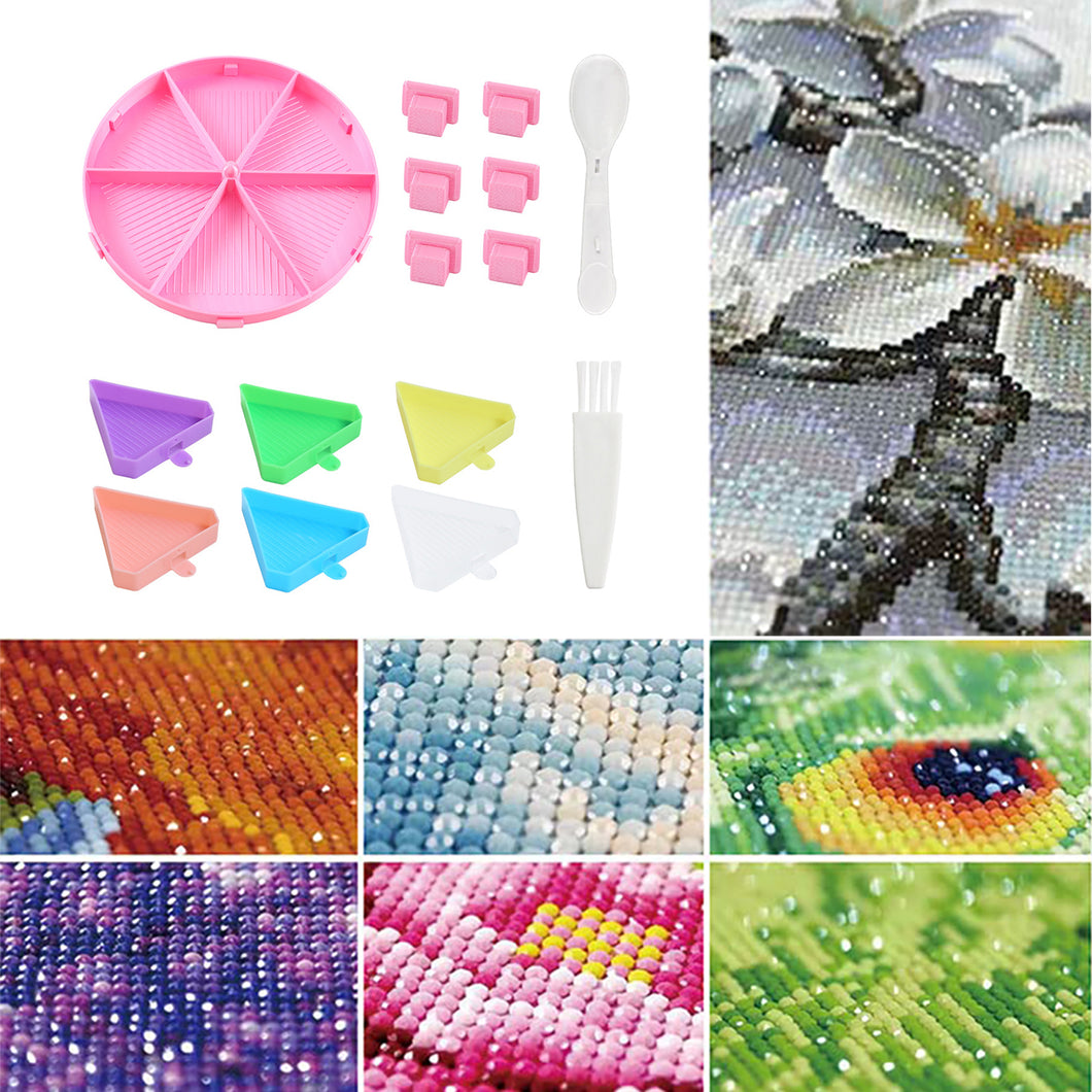 Beads Sorting Storage Tray Round Diamond Painting Tools with Dish (Pink)