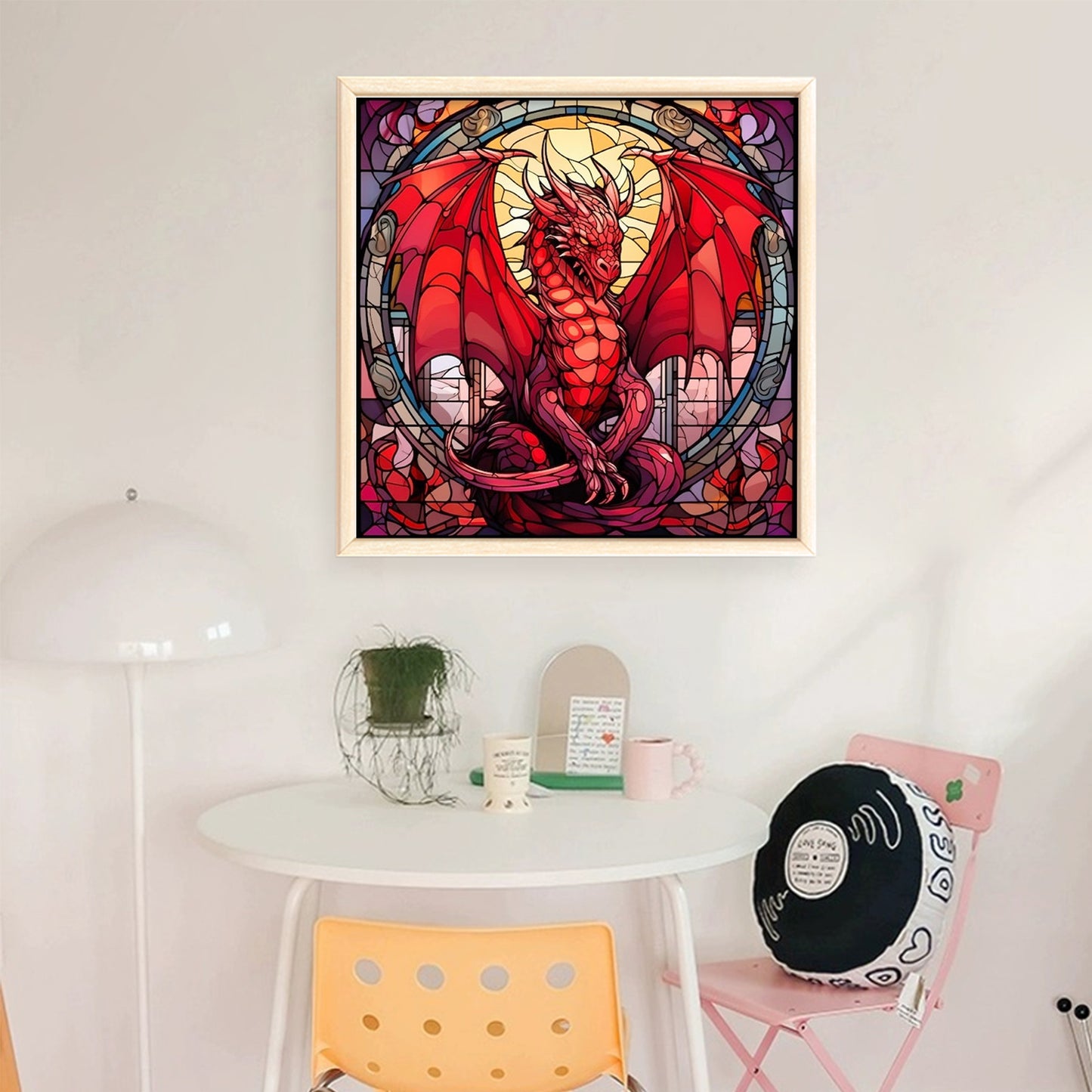 Glass Painting - Pterosaur - Full 11CT Stamped Cross Stitch 40x40CM - Huacan