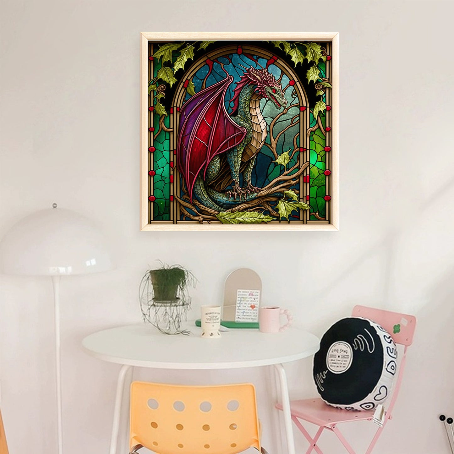 Glass Painting - Pterosaur - Full 11CT Stamped Cross Stitch 40x40CM - Huacan