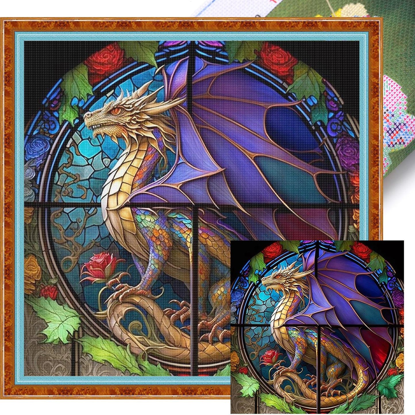 Glass Painting - Pterosaur - Full 11CT Stamped Cross Stitch 40x40CM - Huacan