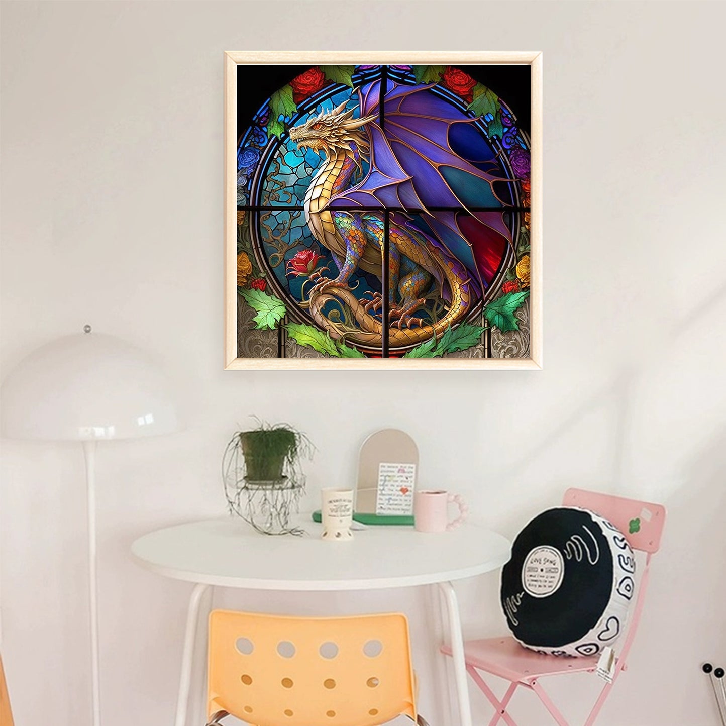 Glass Painting - Pterosaur - Full 11CT Stamped Cross Stitch 40x40CM - Huacan