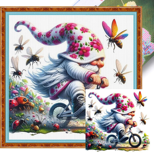 Gnome - Full 11CT Stamped Cross Stitch 40x40CM - Huacan