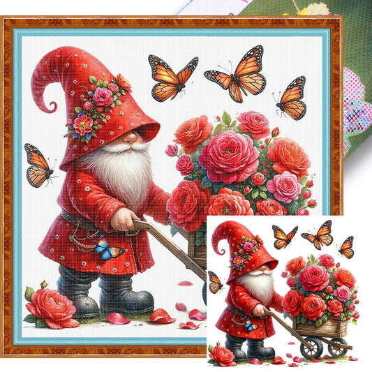 Gnome - Full 11CT Stamped Cross Stitch 40x40CM - Huacan