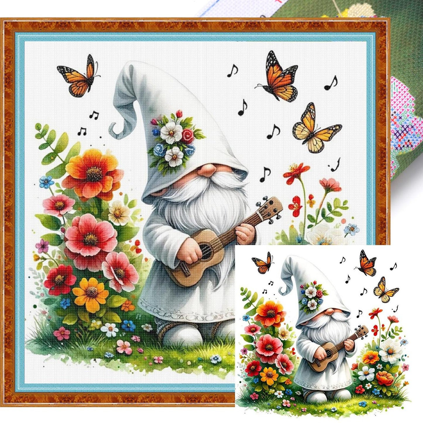 Gnome - Full 11CT Stamped Cross Stitch 40x40CM - Huacan