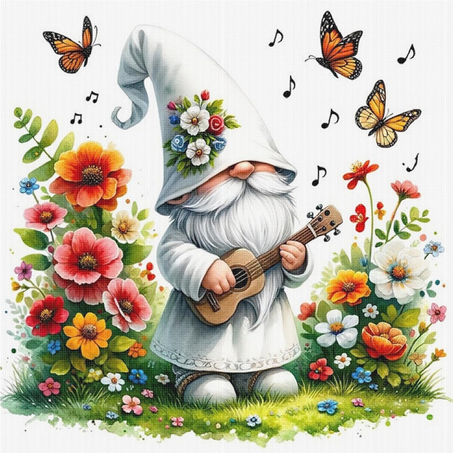 Gnome - Full 11CT Stamped Cross Stitch 40x40CM - Huacan