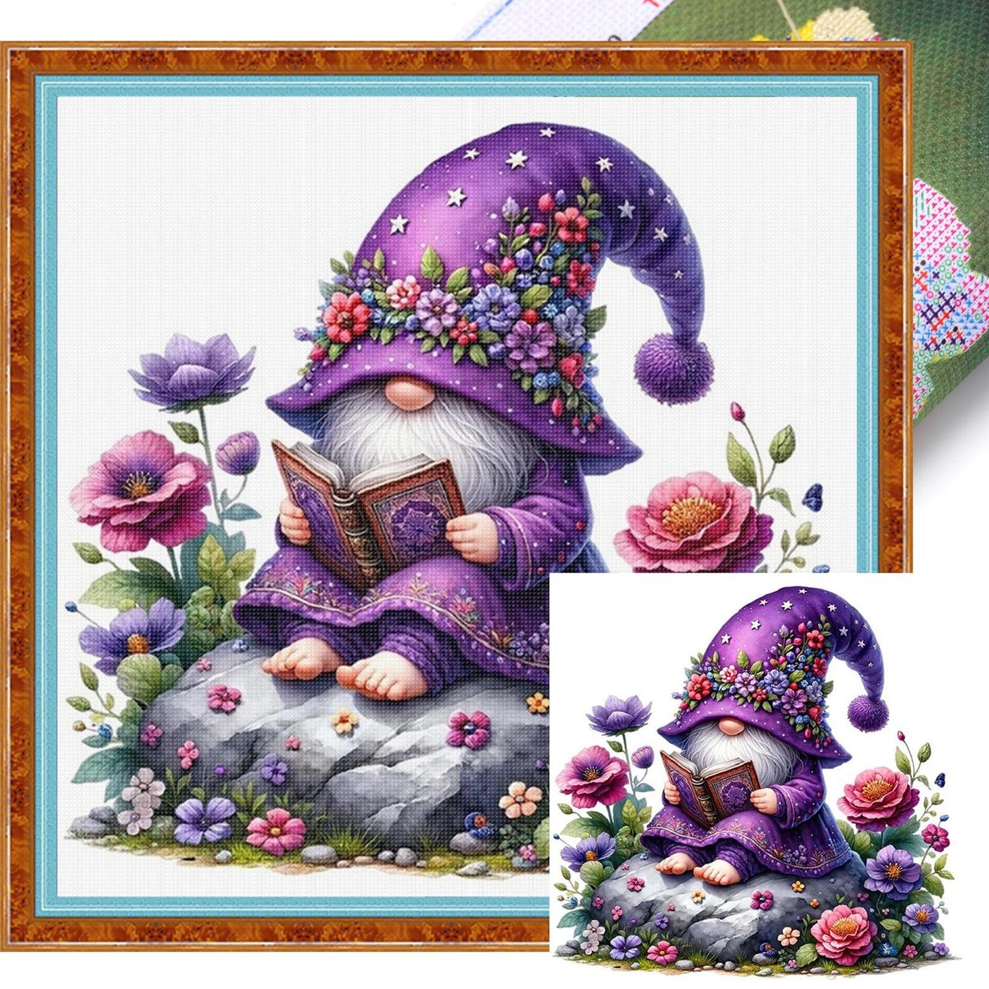Gnome - Full 11CT Stamped Cross Stitch 40x40CM - Huacan