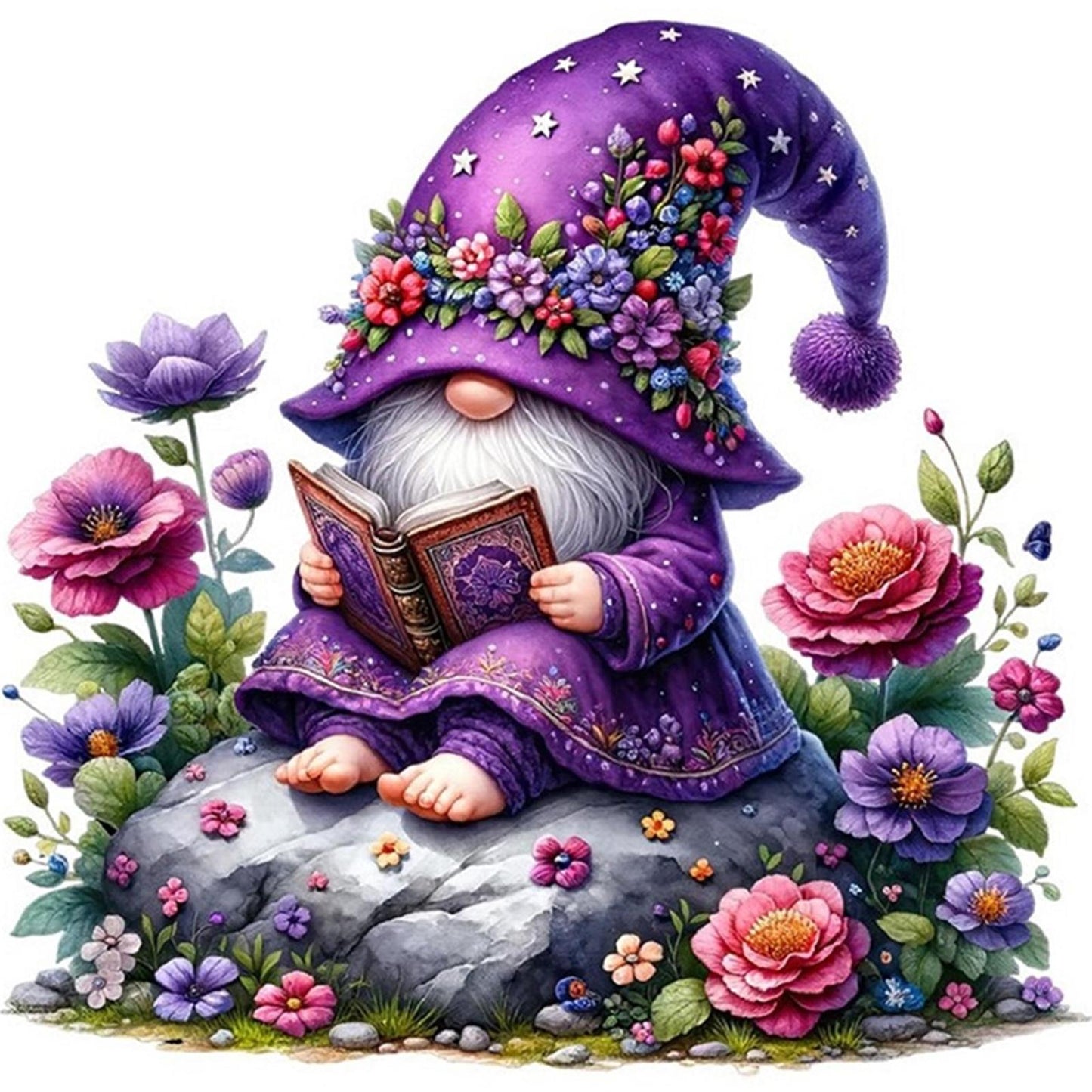 Gnome - Full 11CT Stamped Cross Stitch 40x40CM - Huacan