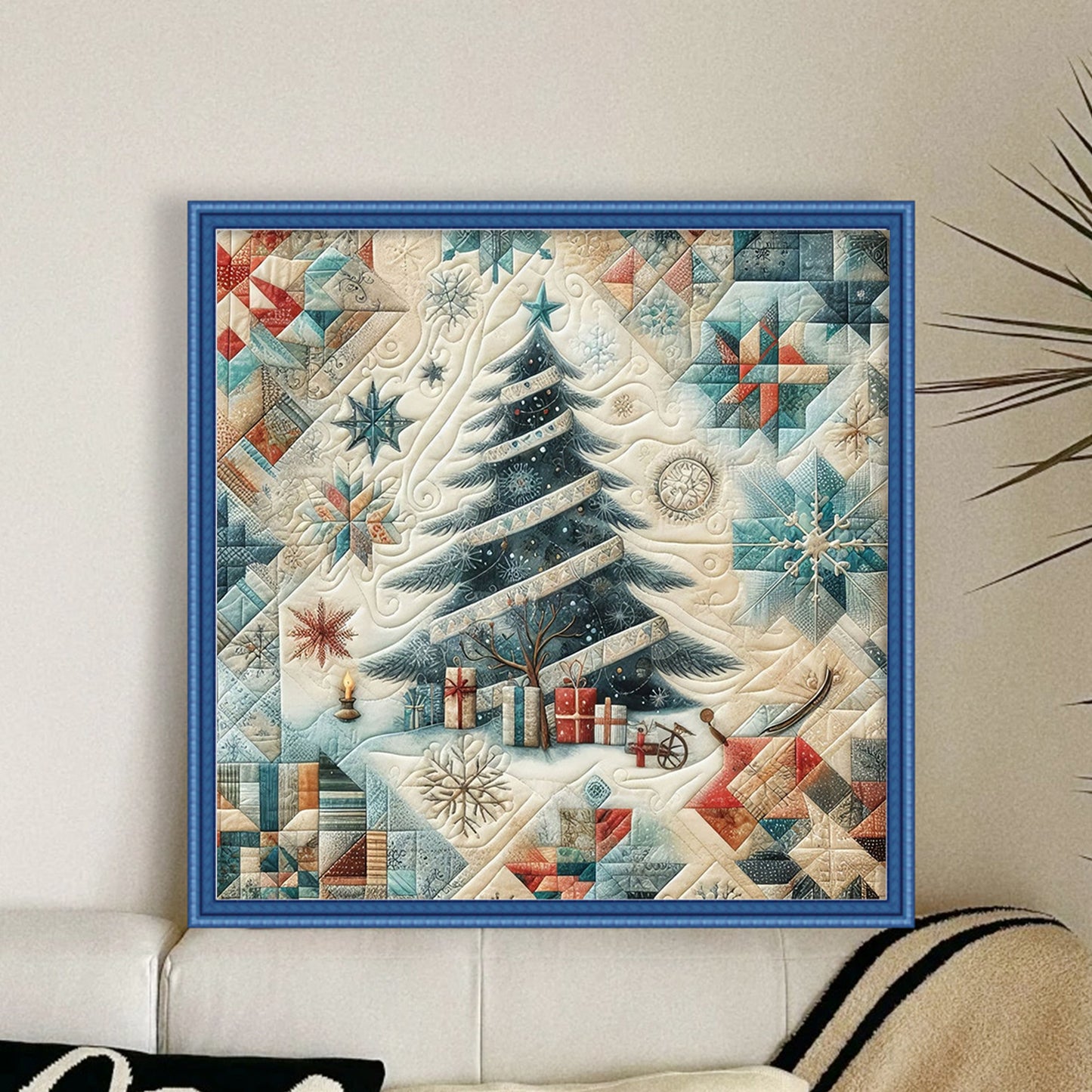 Spliced Christmas Tree - Full 14CT Stamped Cross Stitch 40x40CM - Huacan