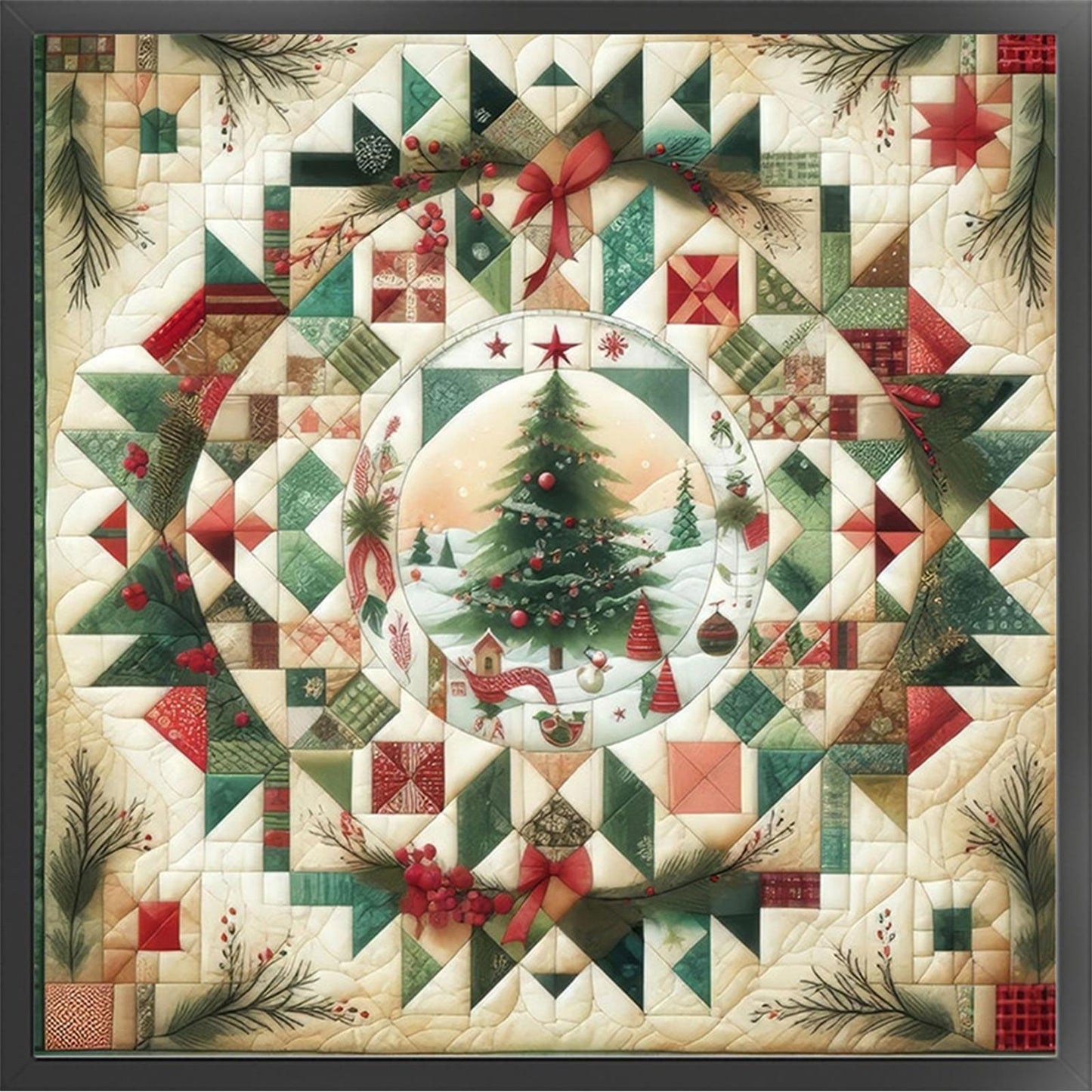 Spliced Christmas Tree - Full 14CT Stamped Cross Stitch 40x40CM - Huacan
