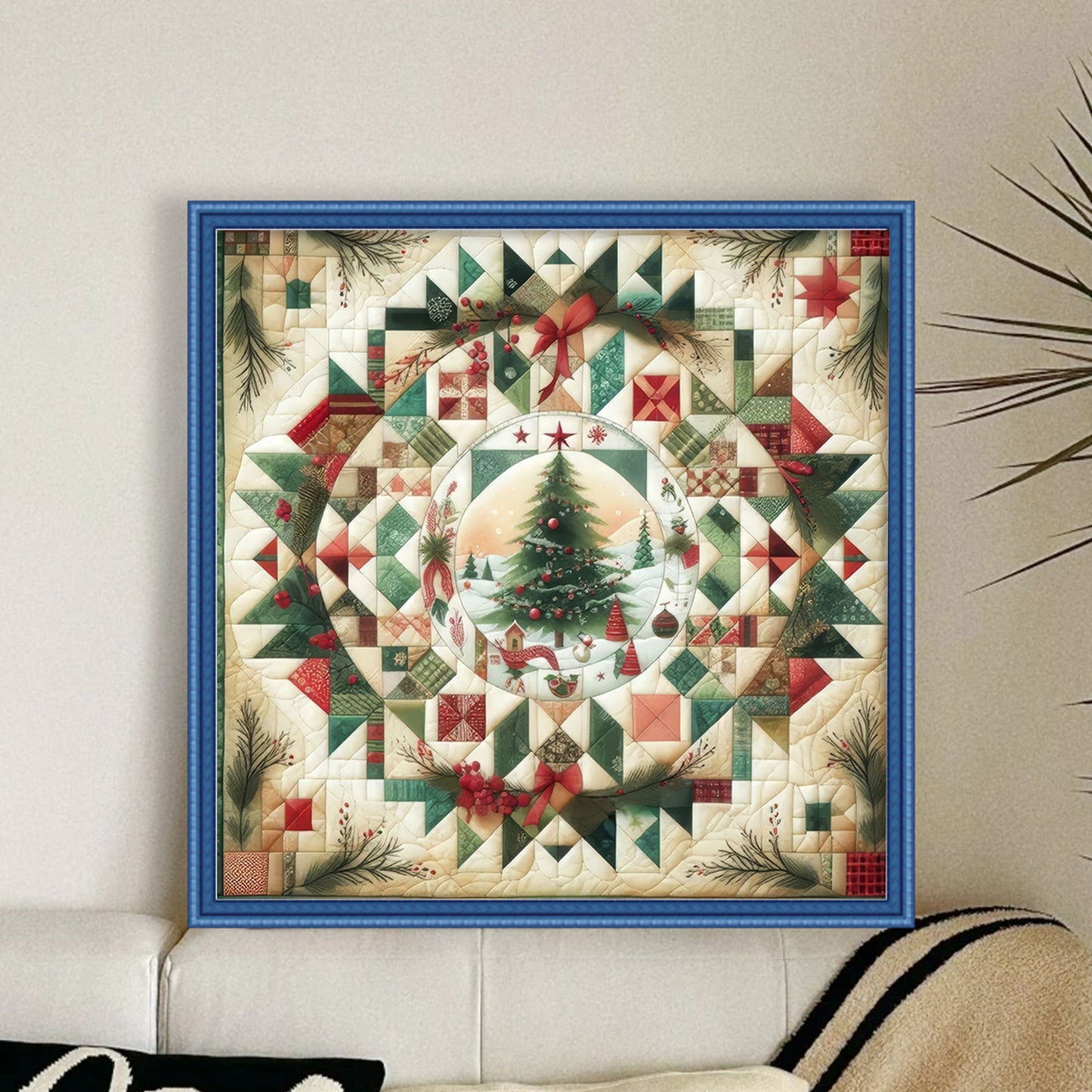 Spliced Christmas Tree - Full 14CT Stamped Cross Stitch 40x40CM - Huacan