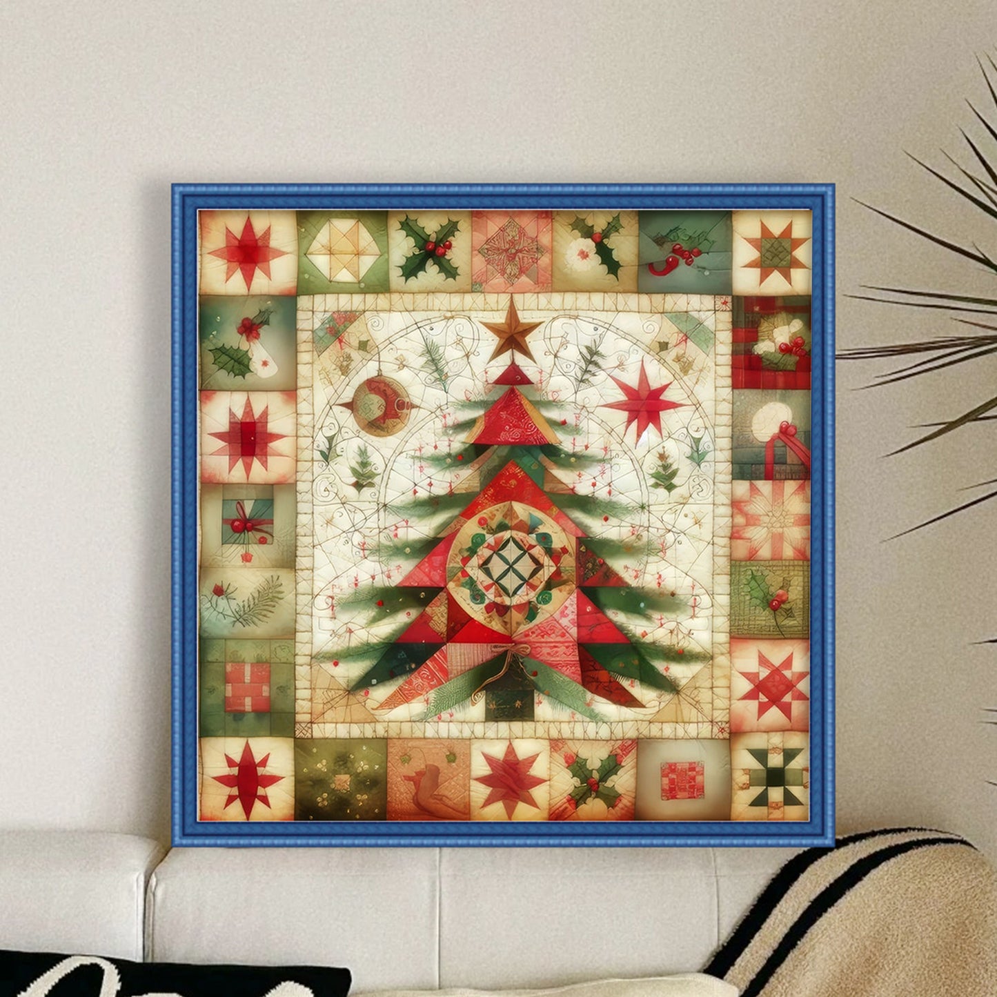 Spliced Christmas Tree - Full 14CT Stamped Cross Stitch 40x40CM - Huacan