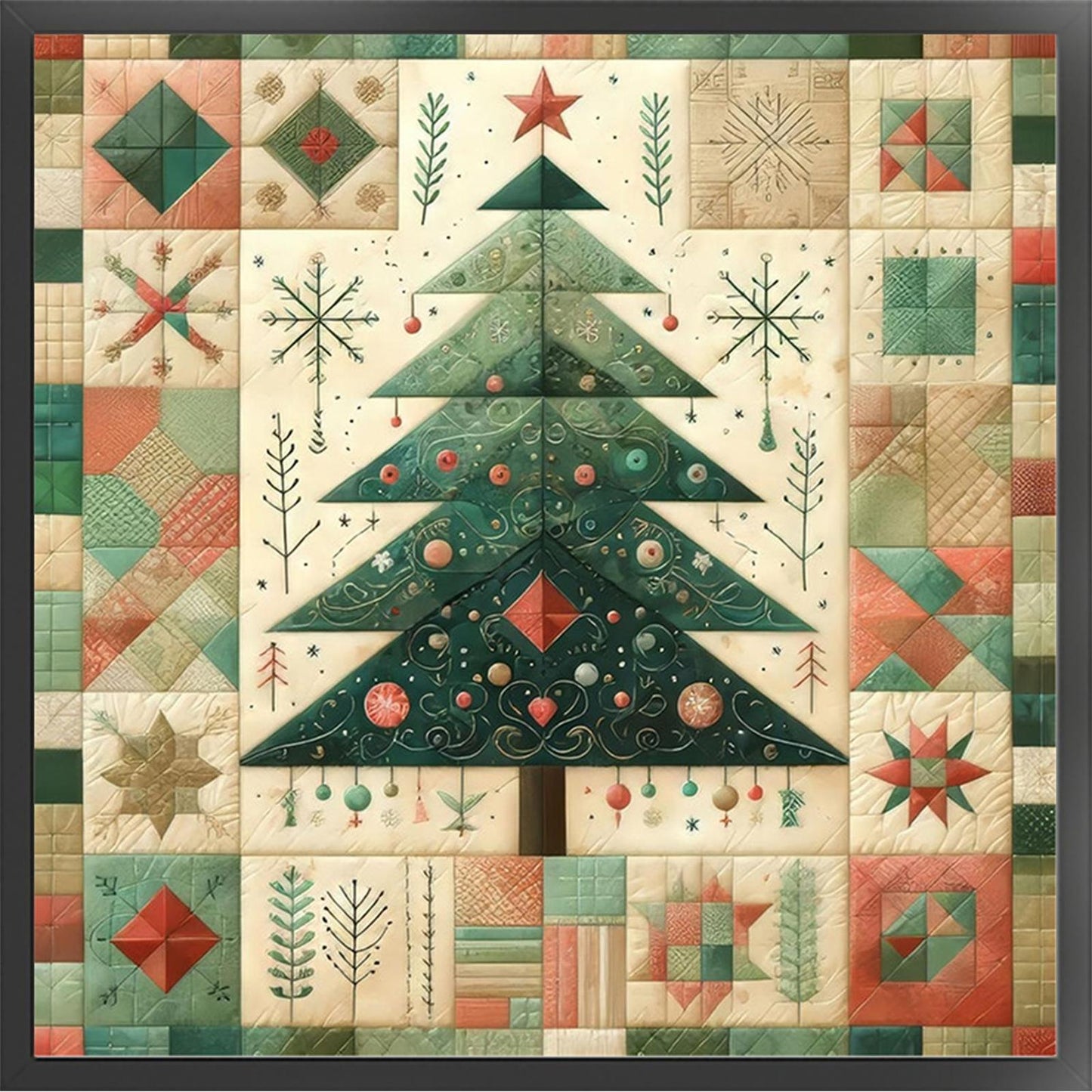 Spliced Christmas Tree - Full 14CT Stamped Cross Stitch 40x40CM - Huacan