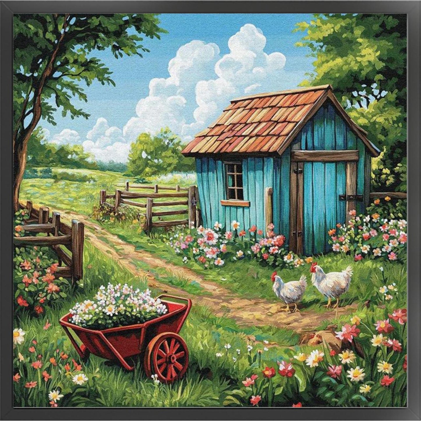 Farm Cottage - Full 14CT Counted Cross Stitch 40x40CM - Yishu