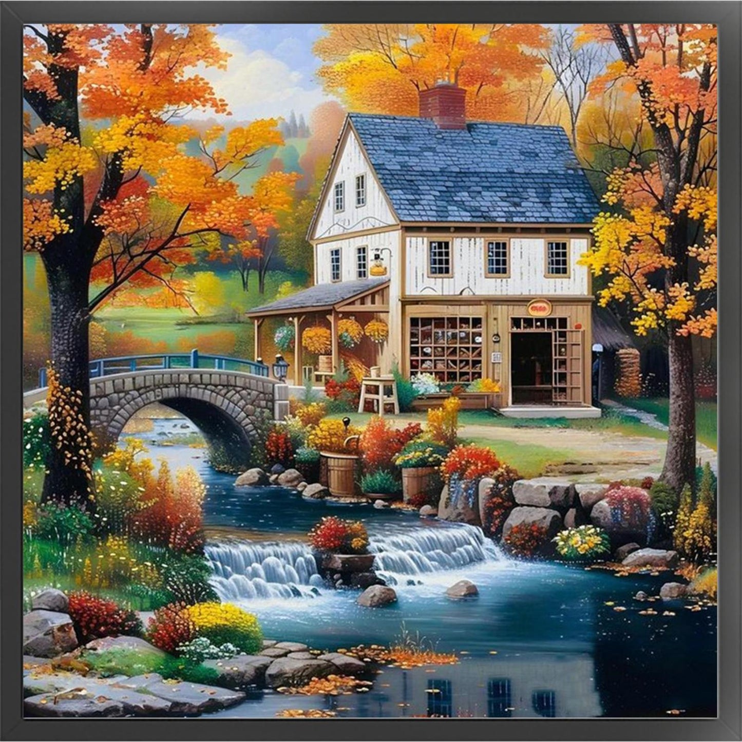 River Cottage - Full 14CT Counted Cross Stitch 40x40CM - Yishu