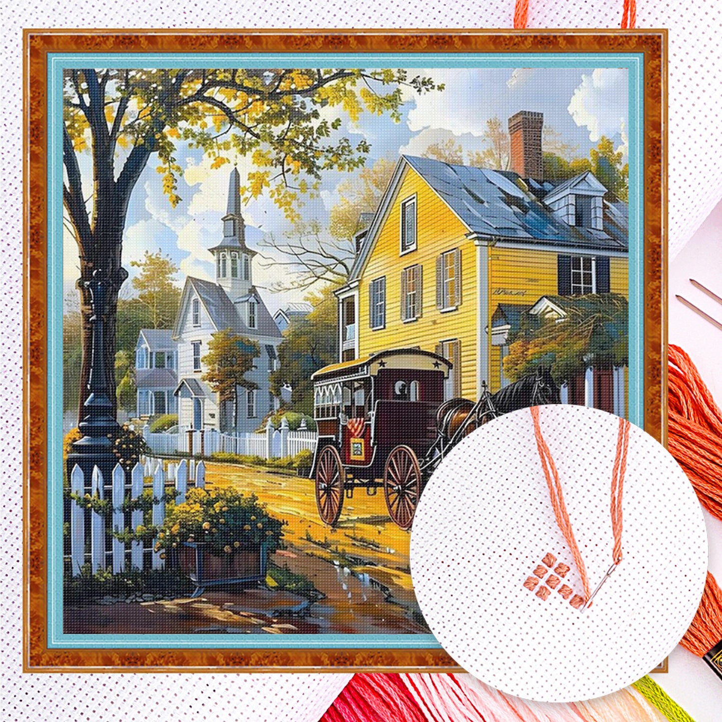 Carriage House - Full 14CT Counted Cross Stitch 40x40CM - Yishu