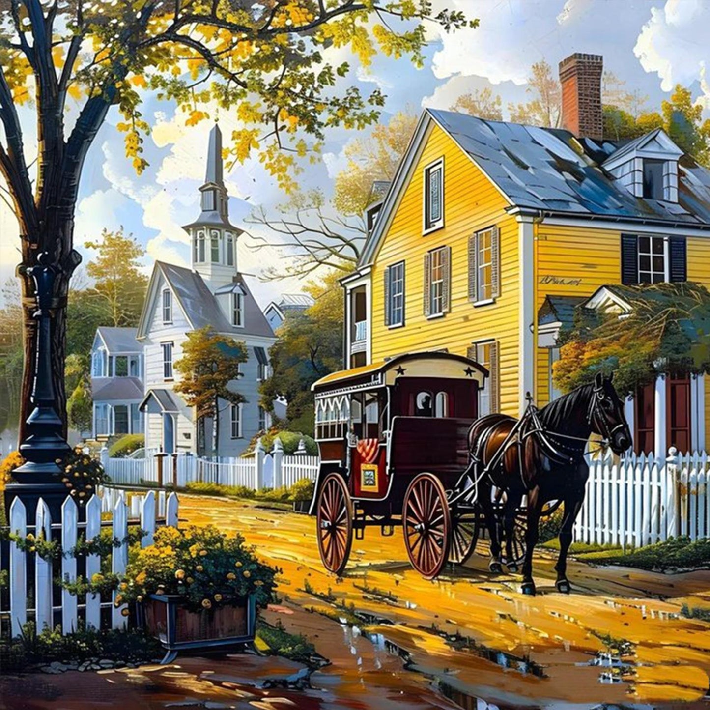 Carriage House - Full 14CT Counted Cross Stitch 40x40CM - Yishu